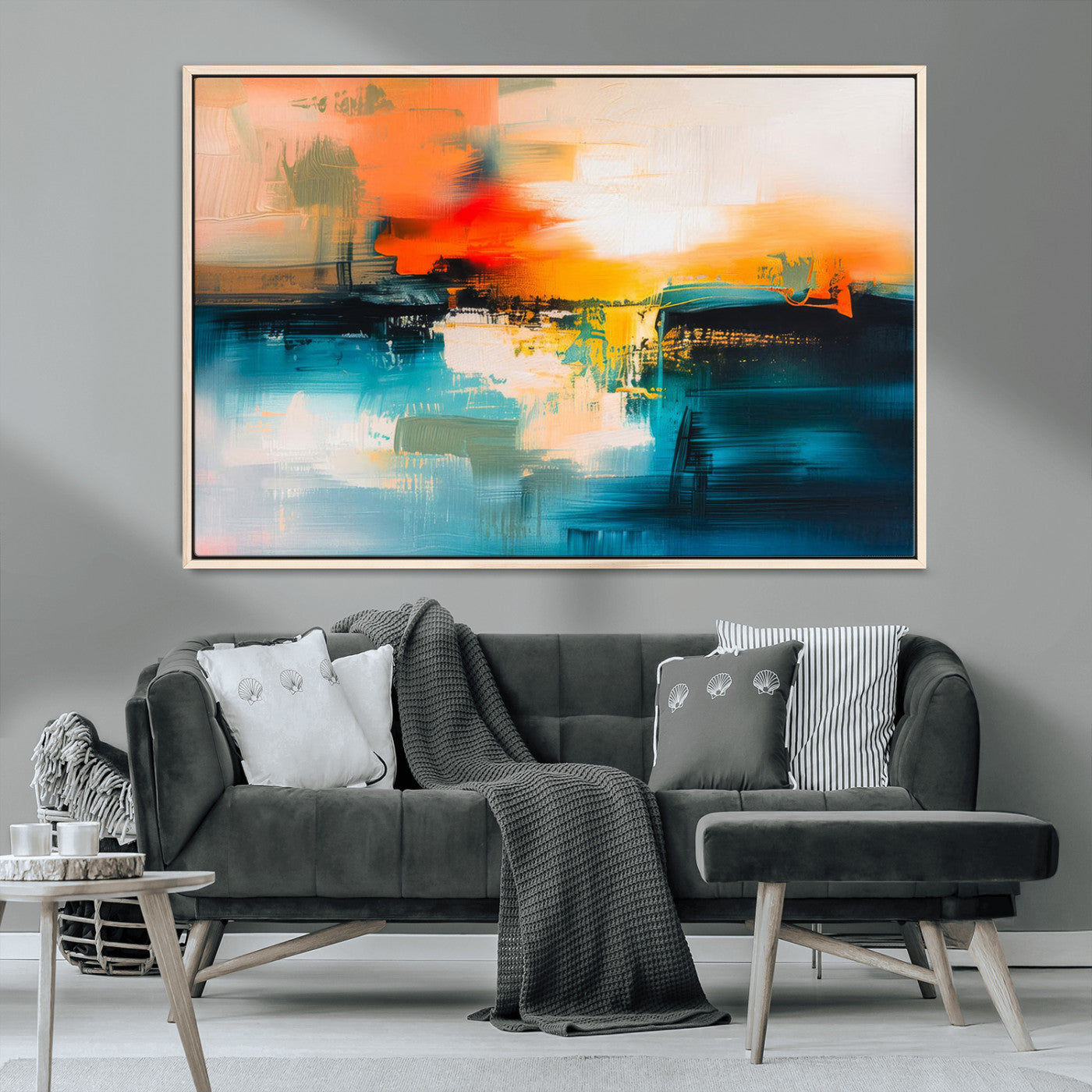 MGV-FC-36X24 - Colorful Abstract Wall Art | Bold Modern Canvas Print | Ready to Hang and Framed for Living Room or