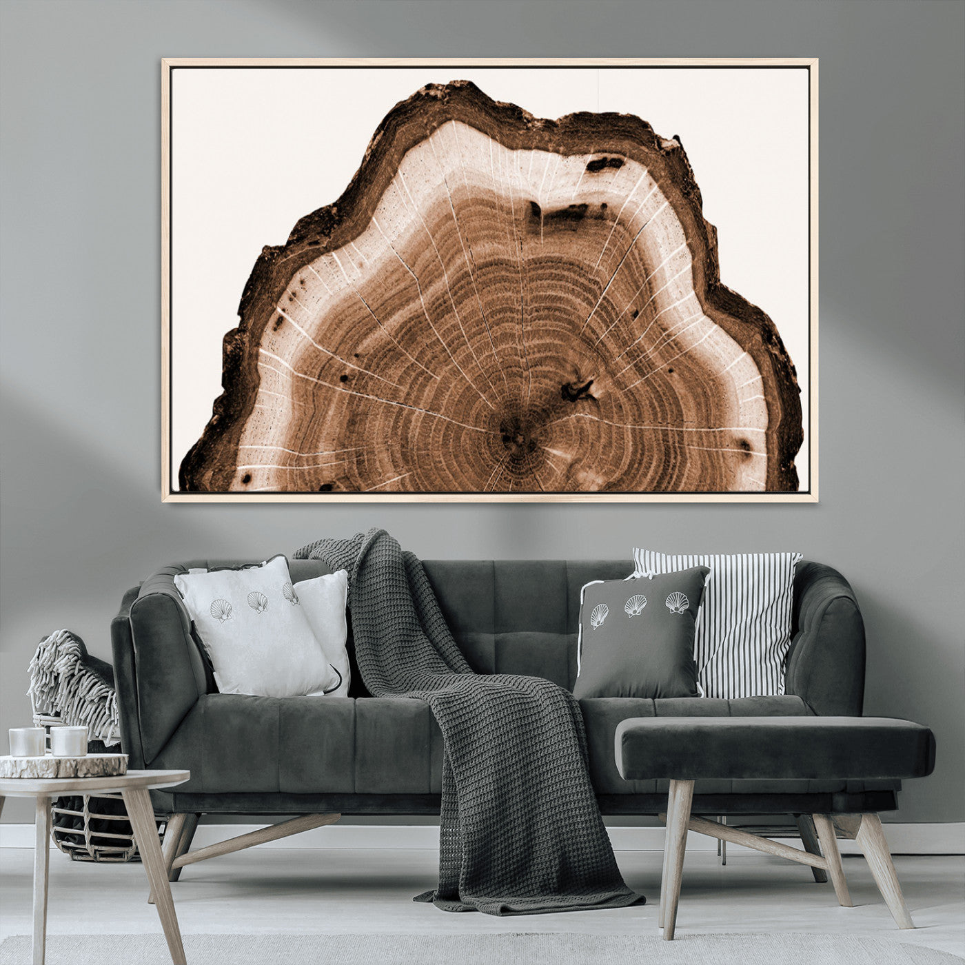 45195-MGV-CV-36X24-Rustic Wood Rings Wall Art | Nature-Inspired Tree Ring Canvas Print | Ready to Hang and Framed for