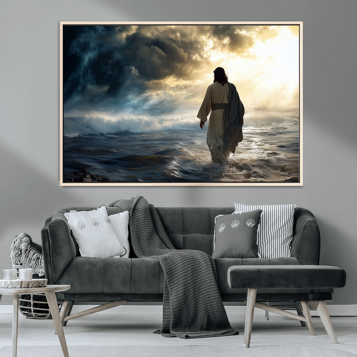 MGV-FC-36X24 - Jesus Walking on Water Wall Art | Canvas Print | Ready to Hang | Christian Home Decor | Spiritual