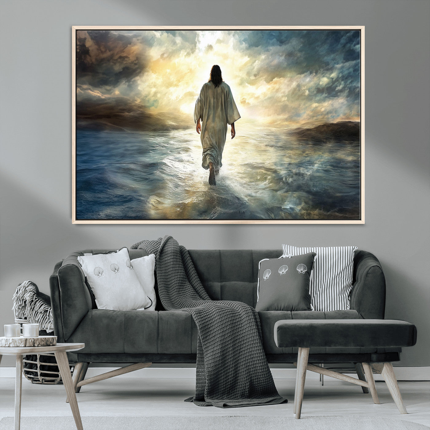 MGV-FC-36X24 - Jesus Walking on Water Wall Art | Canvas Print | Ready to Hang | Christian Home Decor | Spiritual