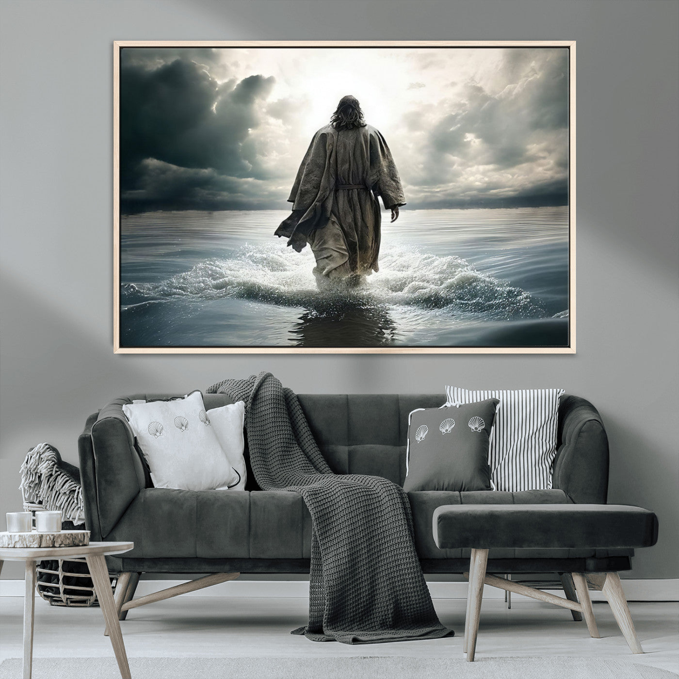MGV-FC-36X24 - Jesus Walking on Water Wall Art | Canvas Print | Ready to Hang | Christian Home Decor | Spiritual