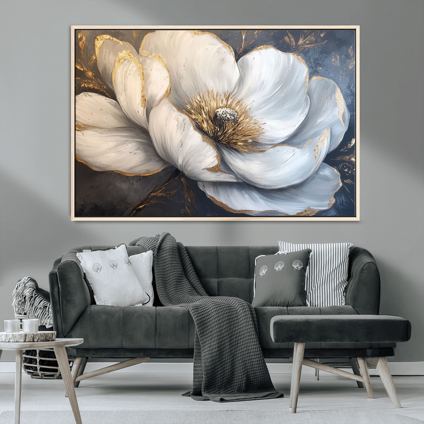 MGV-FC-36X24 - White Magnolia Flower Wall Art Canvas Print | Abstract Floral Wall Decor | Elegant Bloom Artwork |