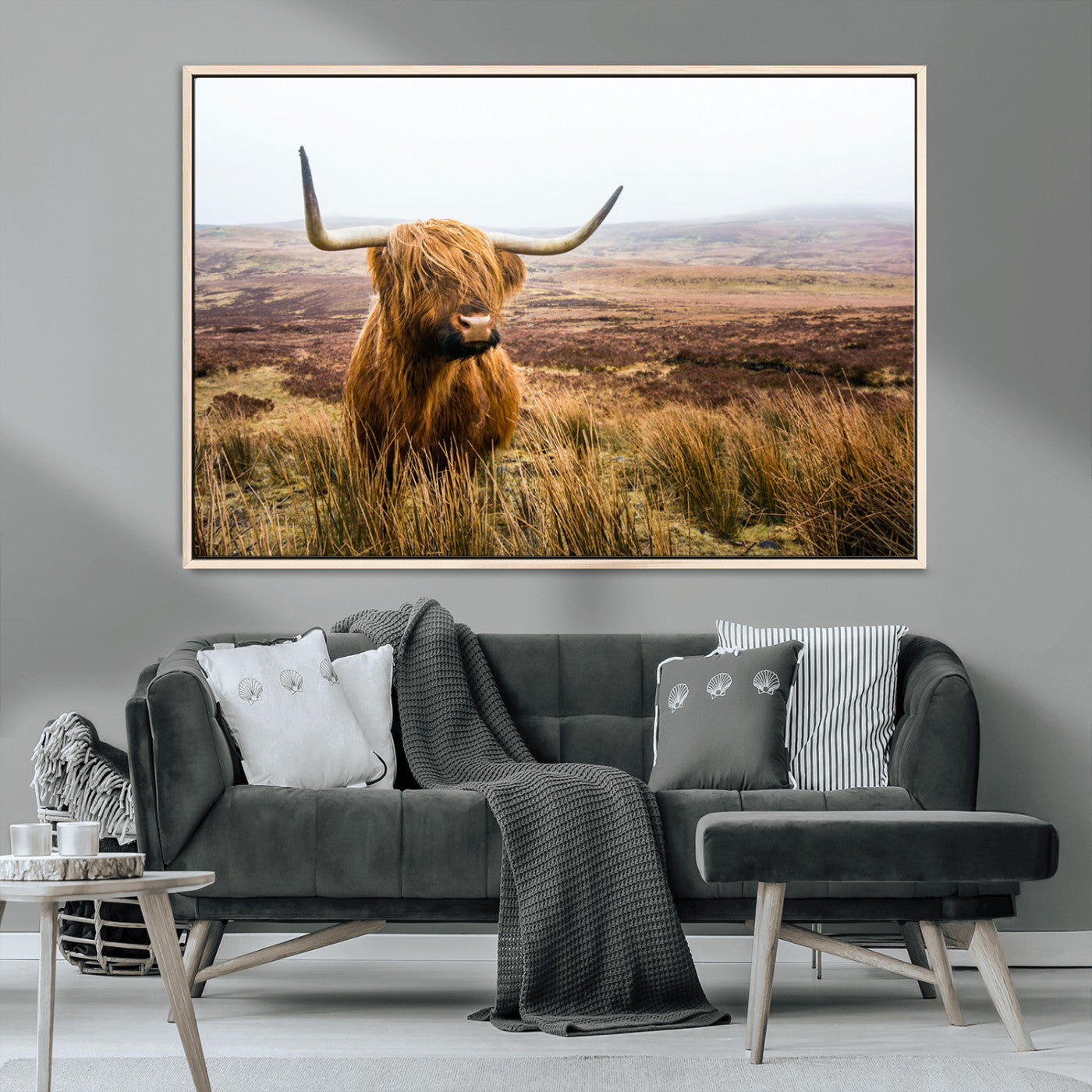 97274-MGV-CV-36X24-Scottish Highland Cow Canvas Wall Art – Rustic Farmhouse Charm with Highland Cattle – Ready to Hang