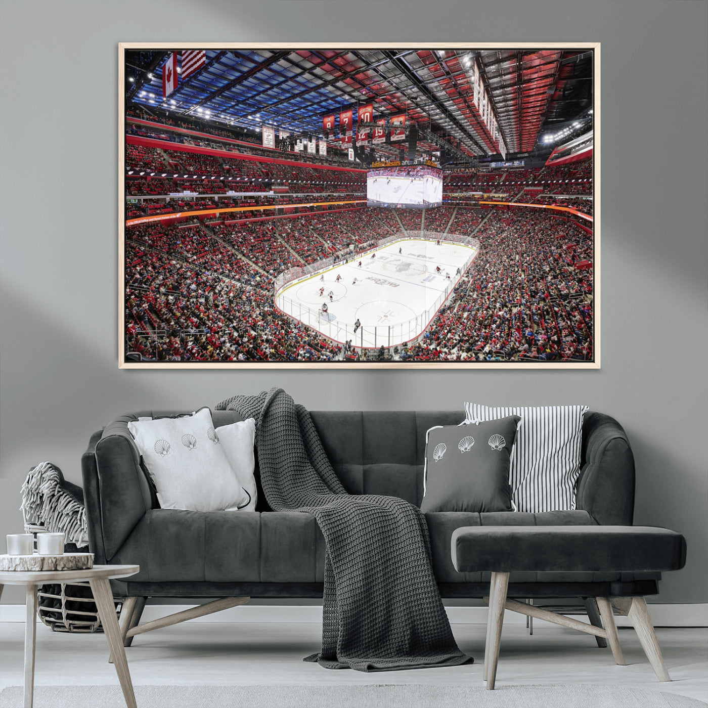 MGV-FC-36X24 - Barton Malow Little Caesars Arena Detroit Wall Art Canvas Print - Detroit Hockey and Basketball