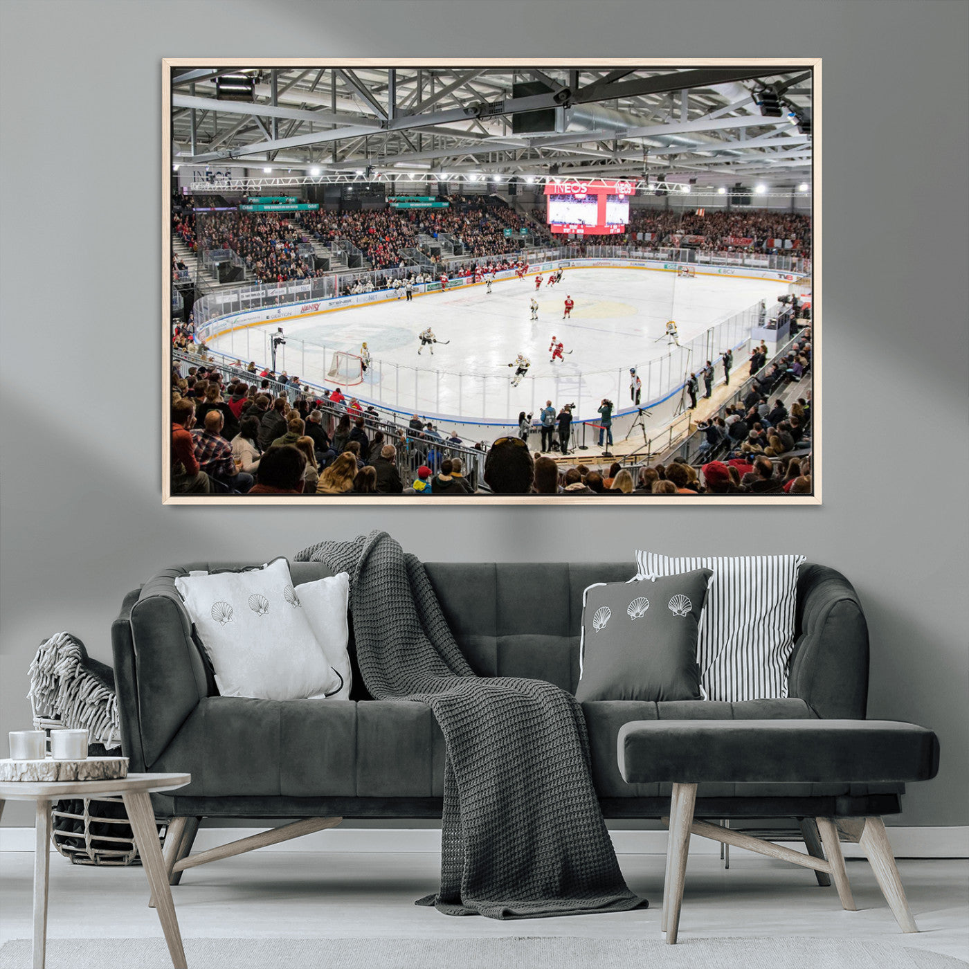 MGV-FC-36X24 - Lausanne Arena Ice Hockey Stadium Wall Art Canvas Print, Framed Lausanne Arena Ice Hockey Canvas