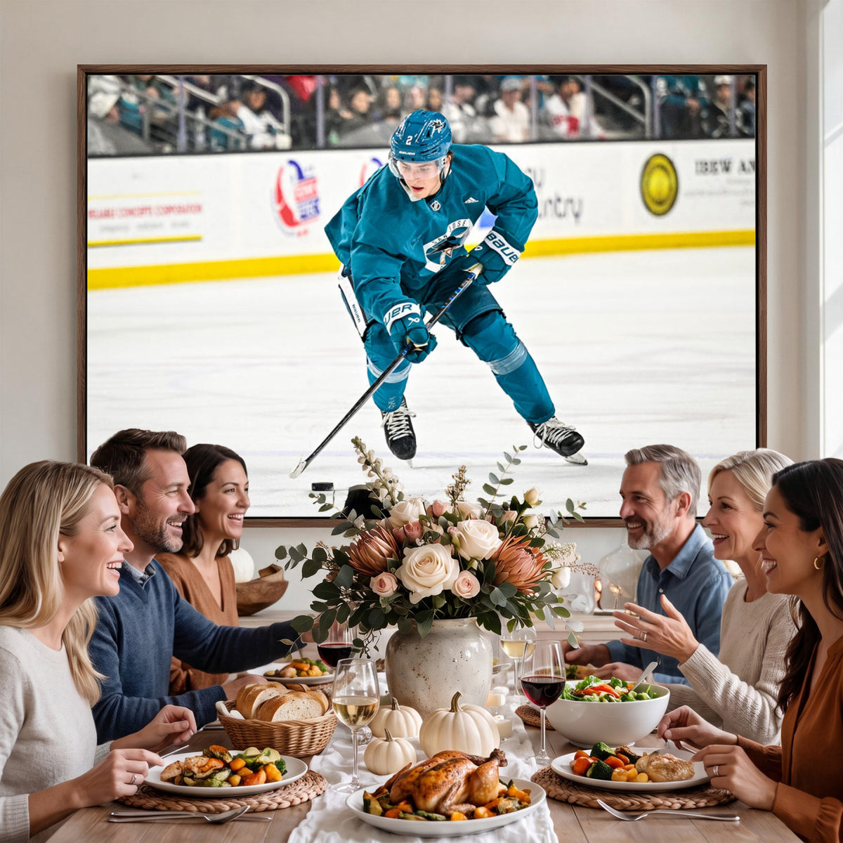 69179-MGV-CV-36X24 - San Jose Sharks Ice Hockey Player Wall Art Canvas Print