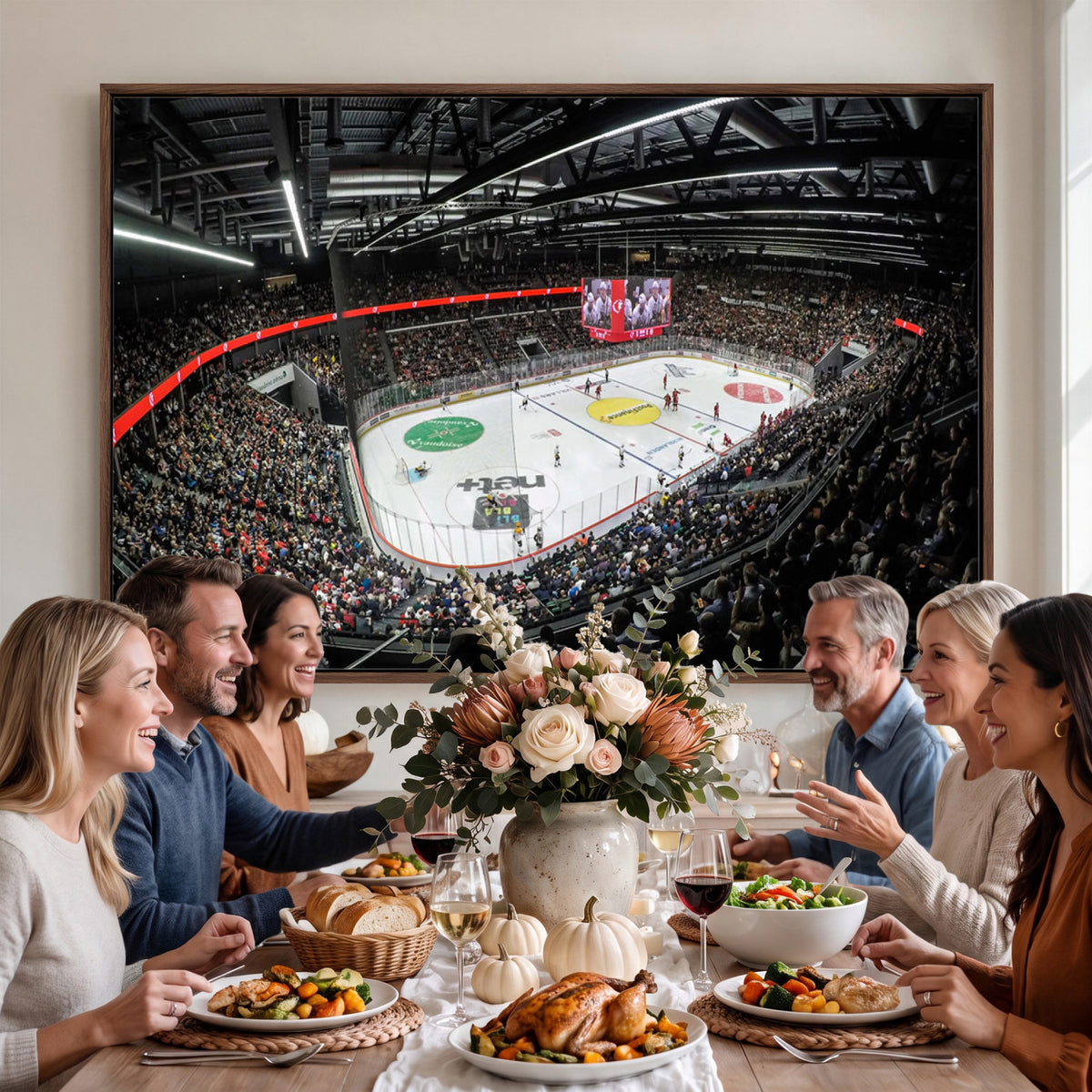 46282-MGV-CV-36X24 - Vaudoise Lausanne Ice Hockey Arena Stadium Wall Art Canvas