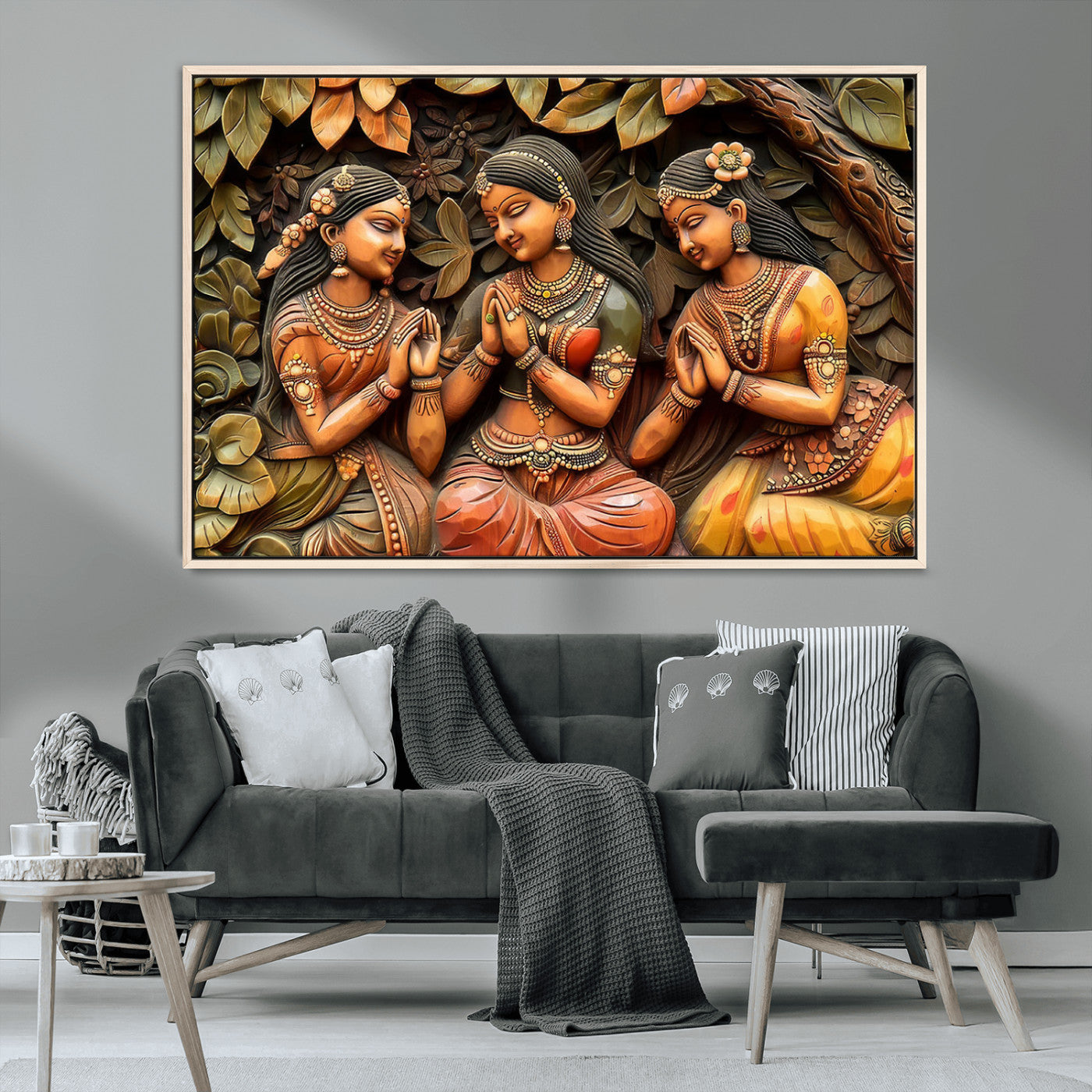 MGV-FC-36X24 - Indian Woman Statue Wall Art Canvas Print