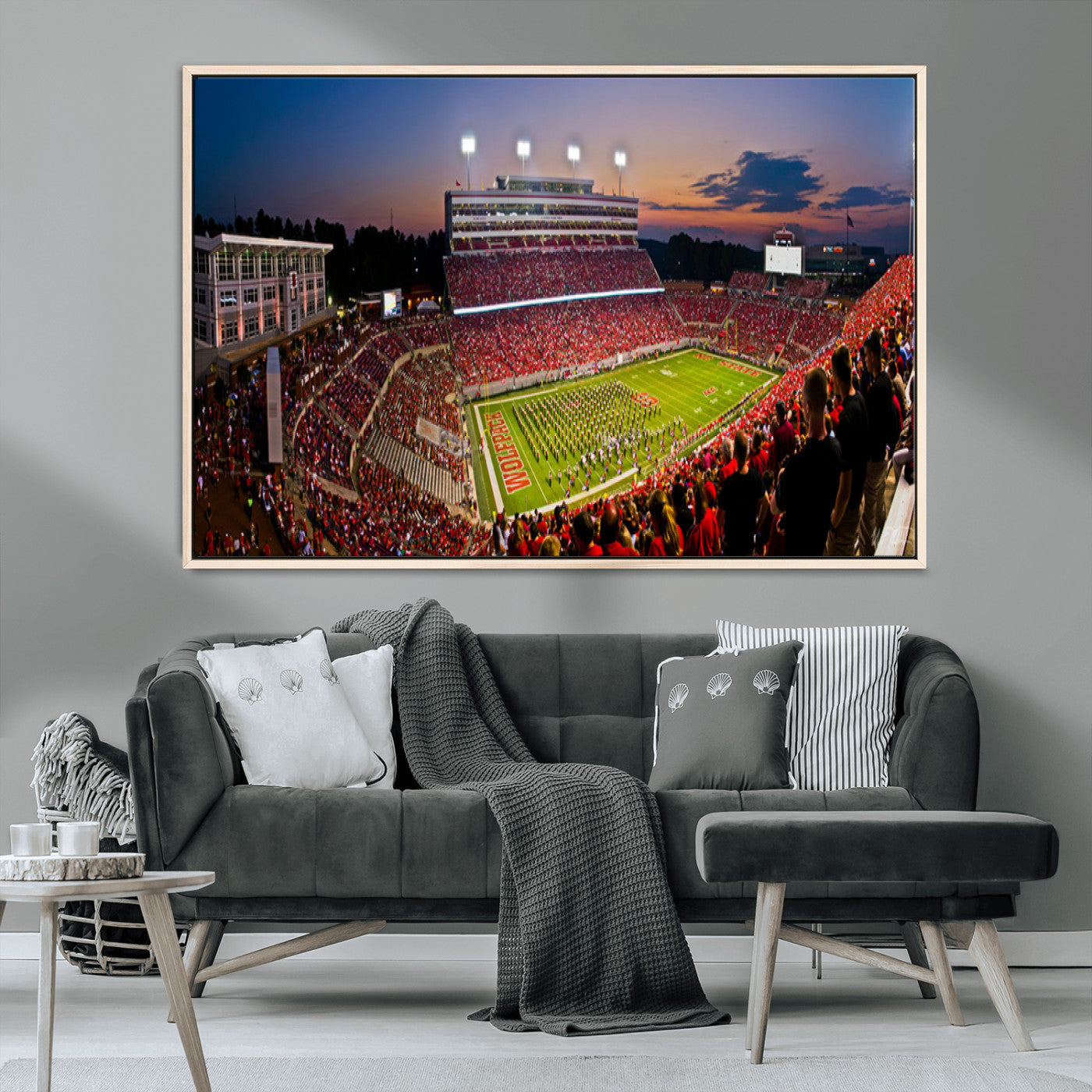 MGV-FC-36X24 - NC State Wolfpack Football Team Print - Raleigh Carter-Finley Stadium Wall Art Canvas Print