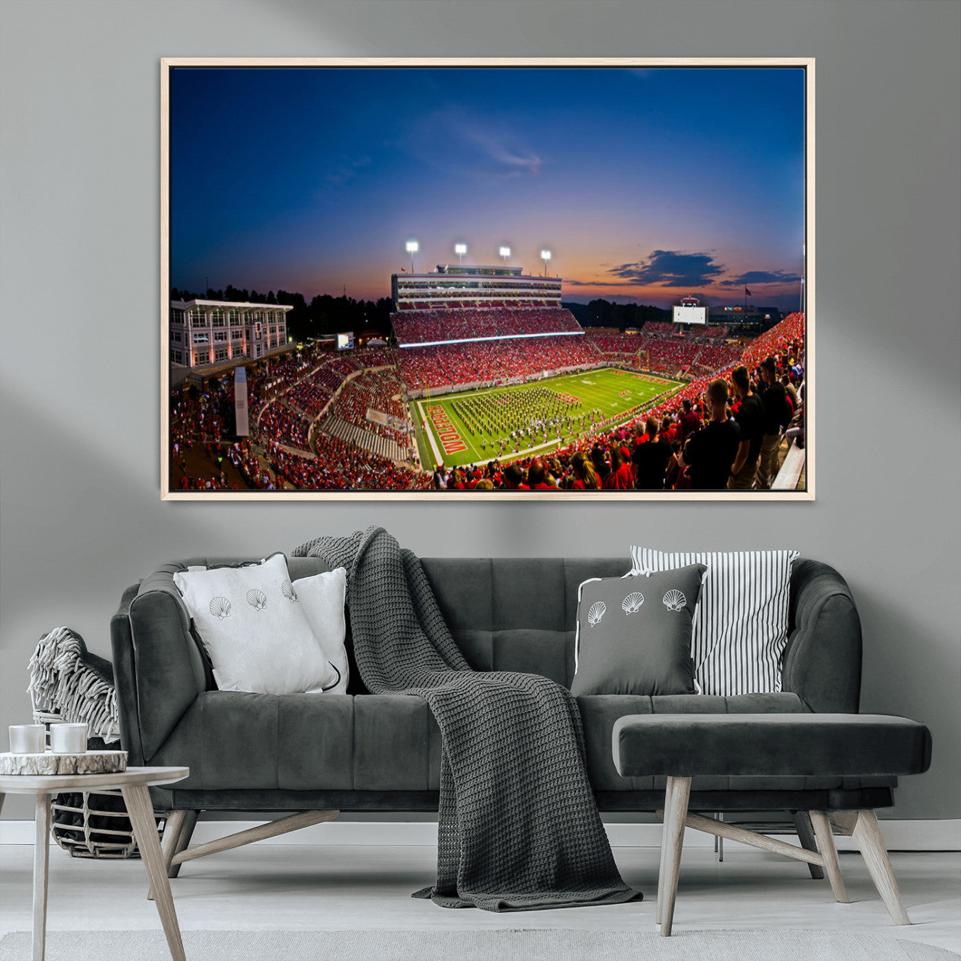 MGV-FC-36X24 - NC State Wolfpack Football Team Print - Raleigh Carter-Finley Stadium Wall Art Canvas Print