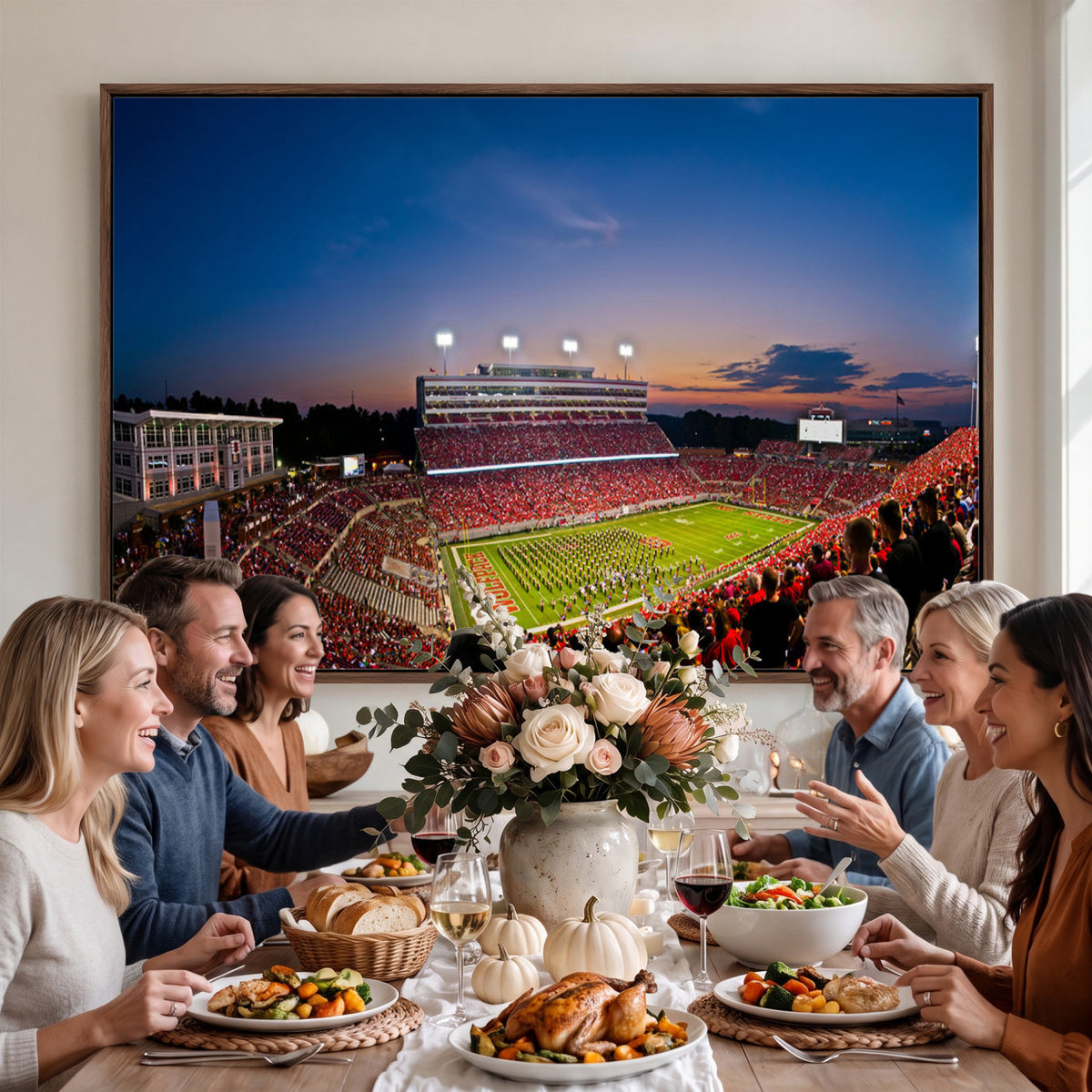 33313-MGV-CV-36X24 - NC State Wolfpack Football Team Print - Raleigh Carter-Finley Stadium Wall Art Canvas Print