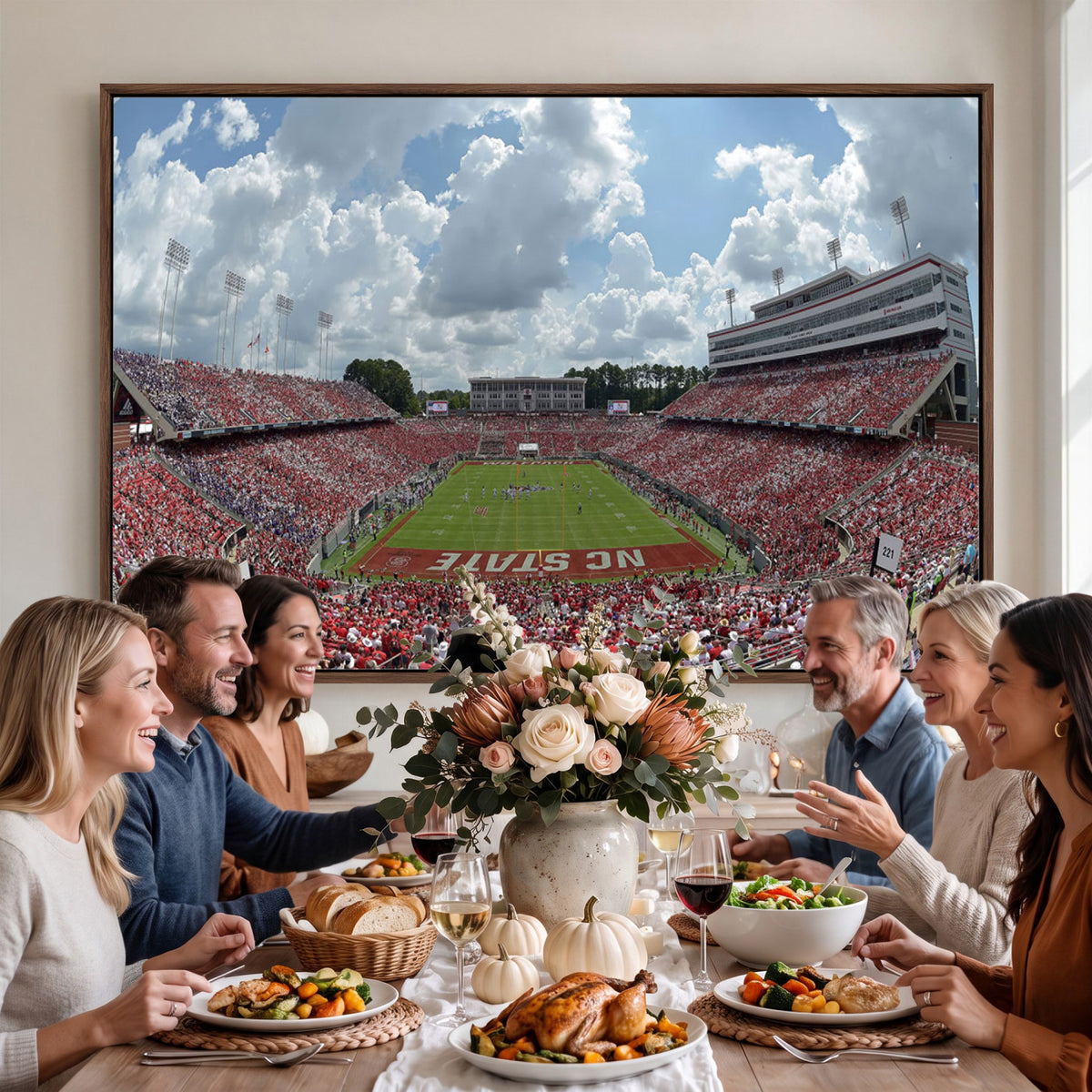 30640-MGV-CV-36X24 - NC State Wolfpack Football Team Print Canvas- Raleigh Carter-Finley Stadium Wall Art Canvas Print