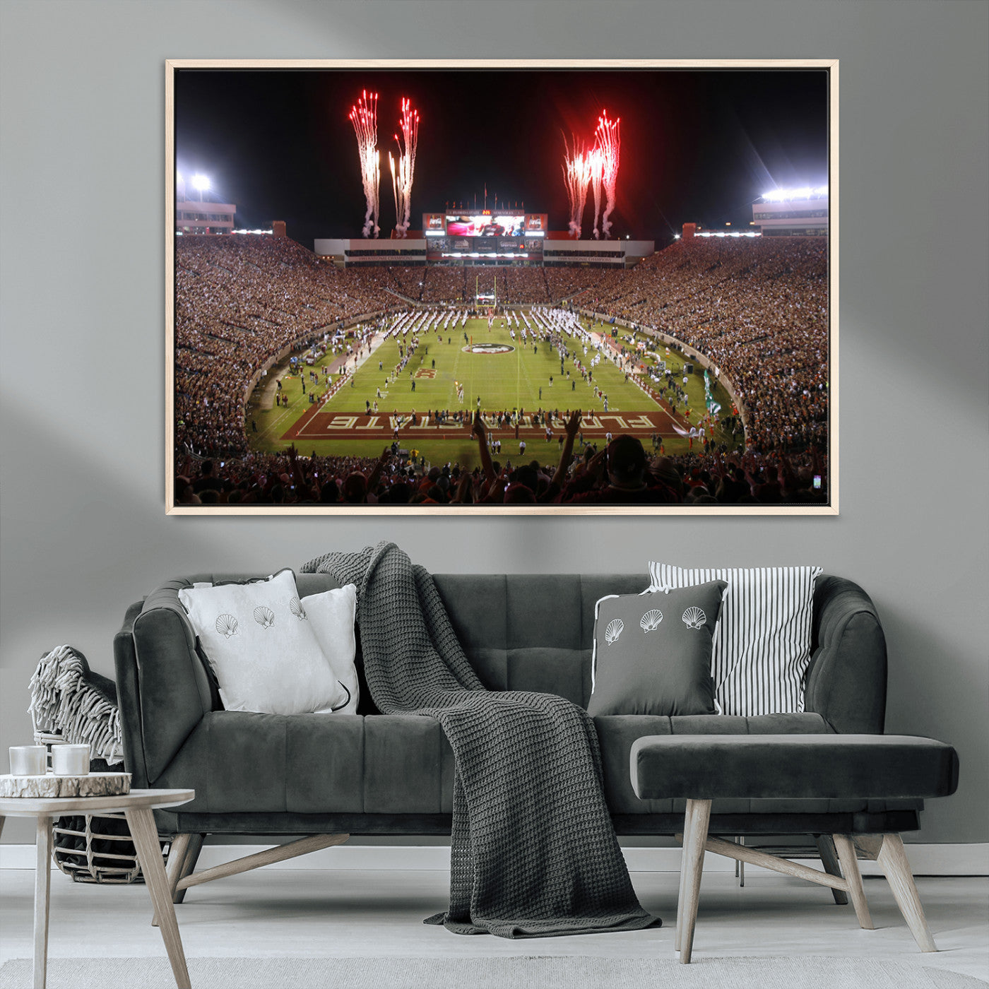 MGV-FC-36X24 - Framed Florida State Seminoles Football Team Print - Tallahassee Doak Campbell Stadium Wall Art