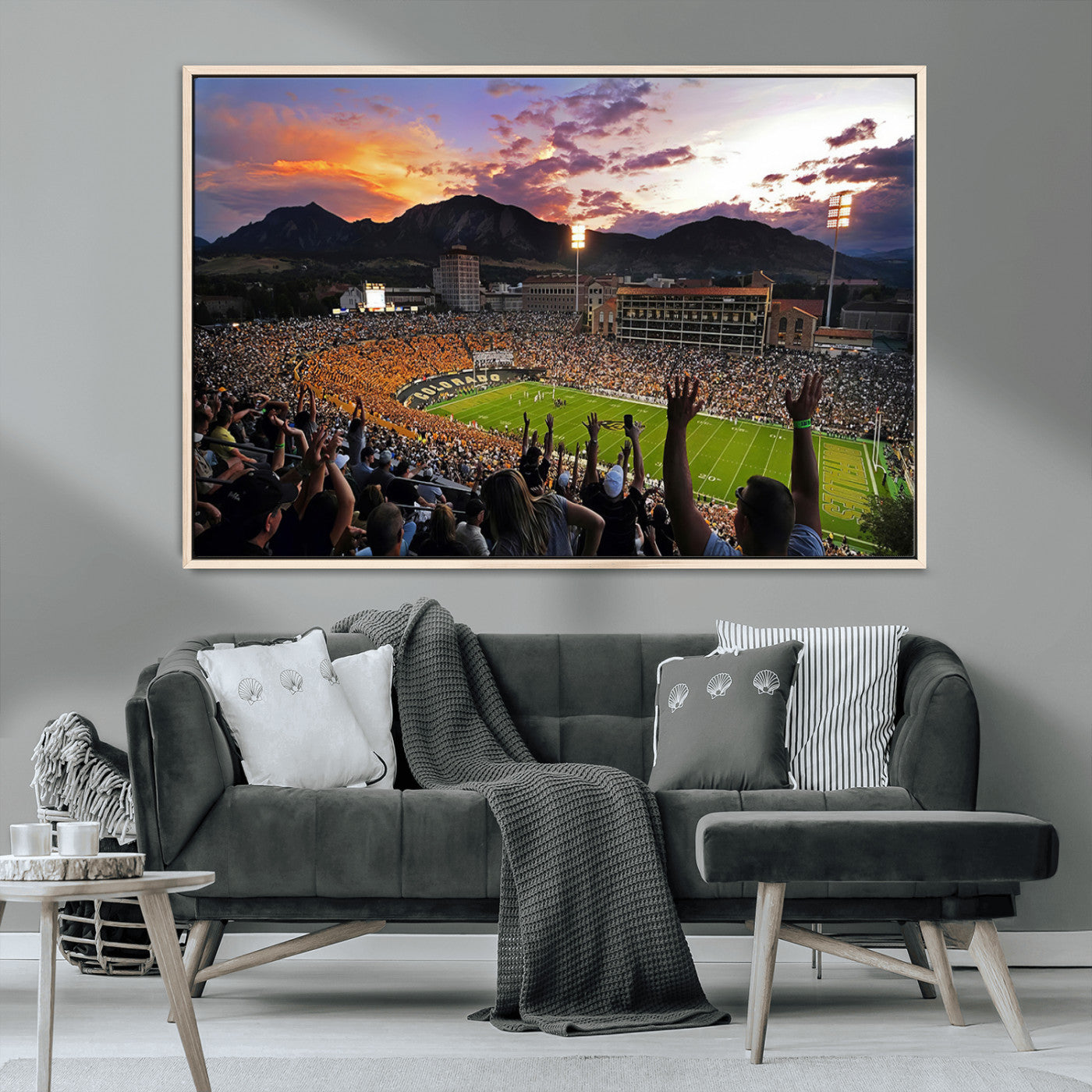 MGV-FC-36X24 - Framed Colorado Buffaloes Football Team Print - Boulder Folsom Field Stadium Wall Art Canvas Print
