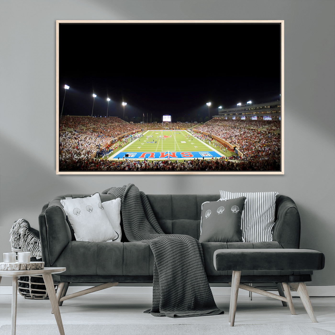 MGV-FC-36X24 - SMU Mustangs Football Team Print - Dallas Gerald J. Ford Stadium Wall Art Canvas Print