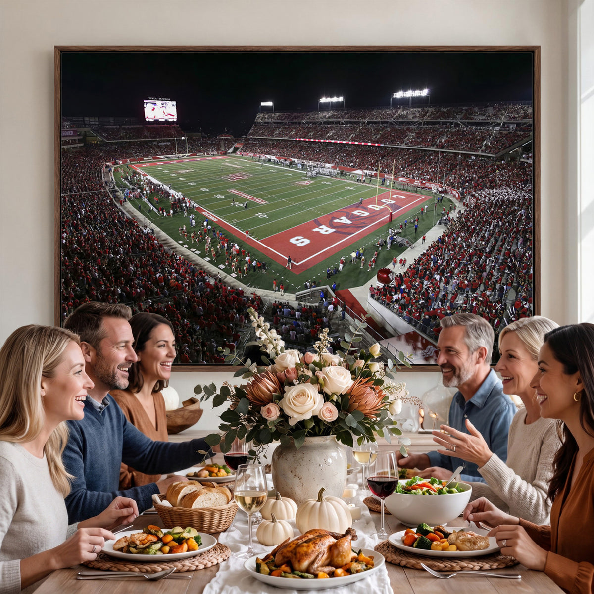 94207-MGV-CV-36X24 - Houston Cougars Football Team Print - Houston TDECU Stadium Wall Art Canvas Print