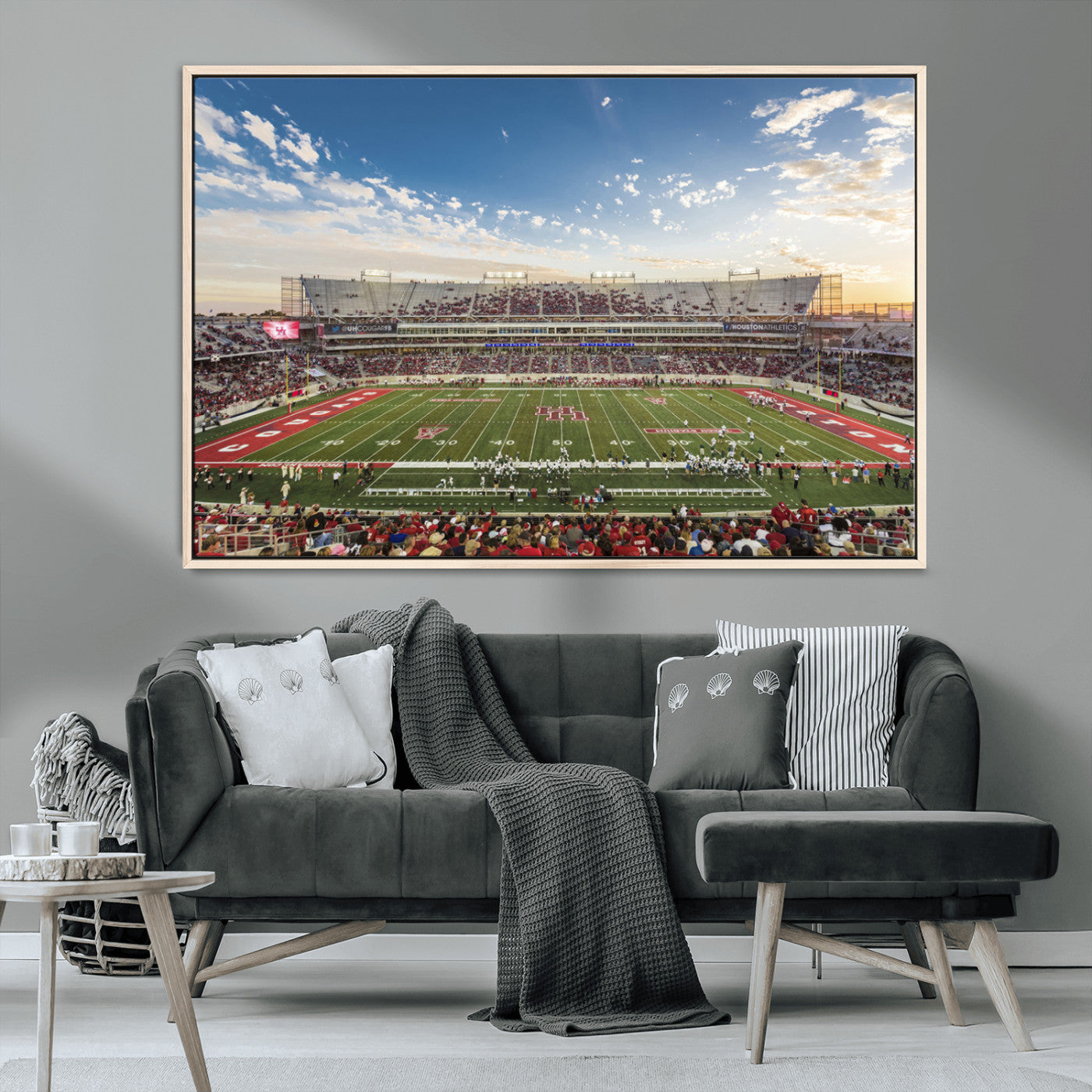 MGV-FC-36X24 - Framed Houston Cougars Football Team Print - Houston TDECU Stadium Wall Art Canvas Print