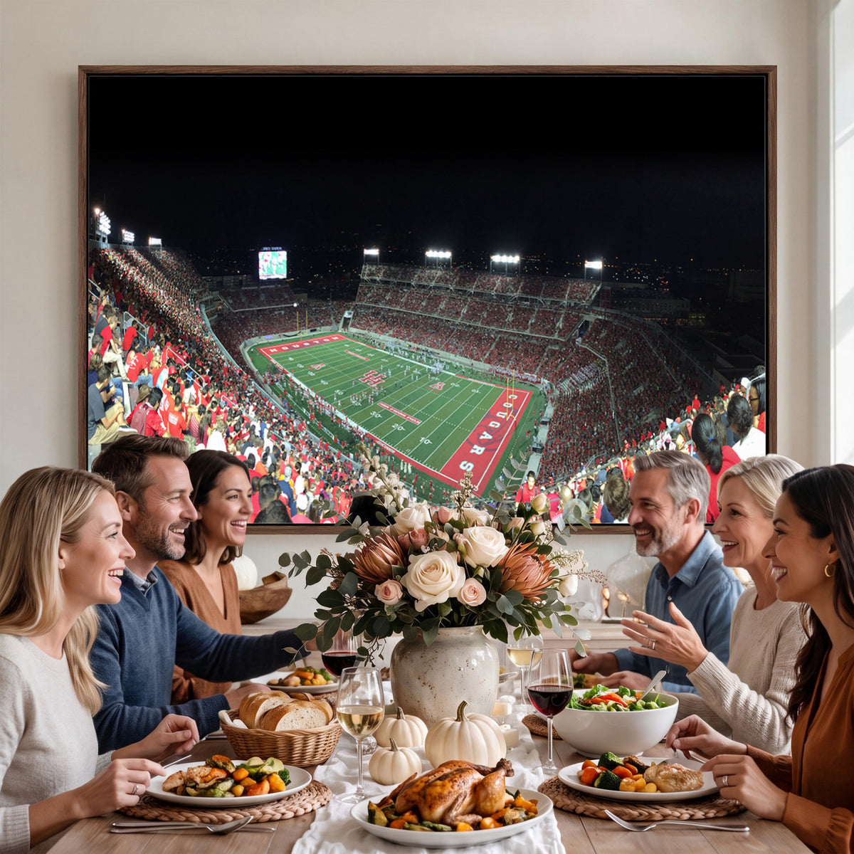67036-MGV-CV-36X24 - Houston Cougars Football Team Print - Houston TDECU Stadium Wall Art Canvas Print