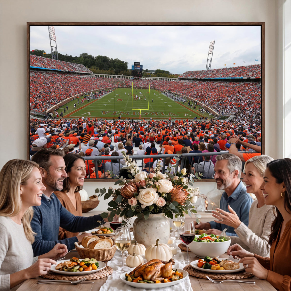 63606-MGV-CV-36X24 - Virginia Cavaliers Football Team Print, Charlottesville, Extra Large Game Room Wall Decor