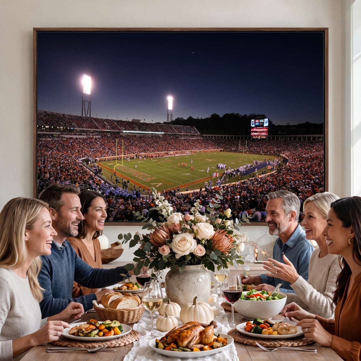 69378-MGV-CV-36X24 - Virginia Cavaliers Football Team Print - Charlottesville Scott Stadium Canvas Print Wall Art