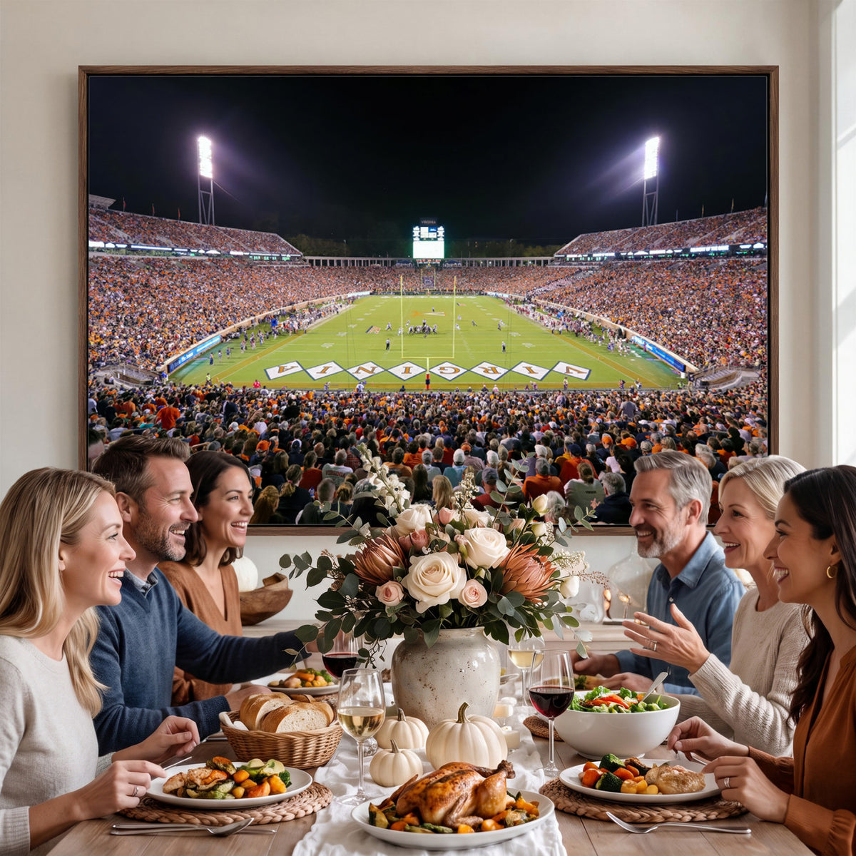 98441-MGV-CV-36X24 - Virginia Cavaliers Football Team Print - Charlottesville Scott Stadium Wall Art Canvas Print