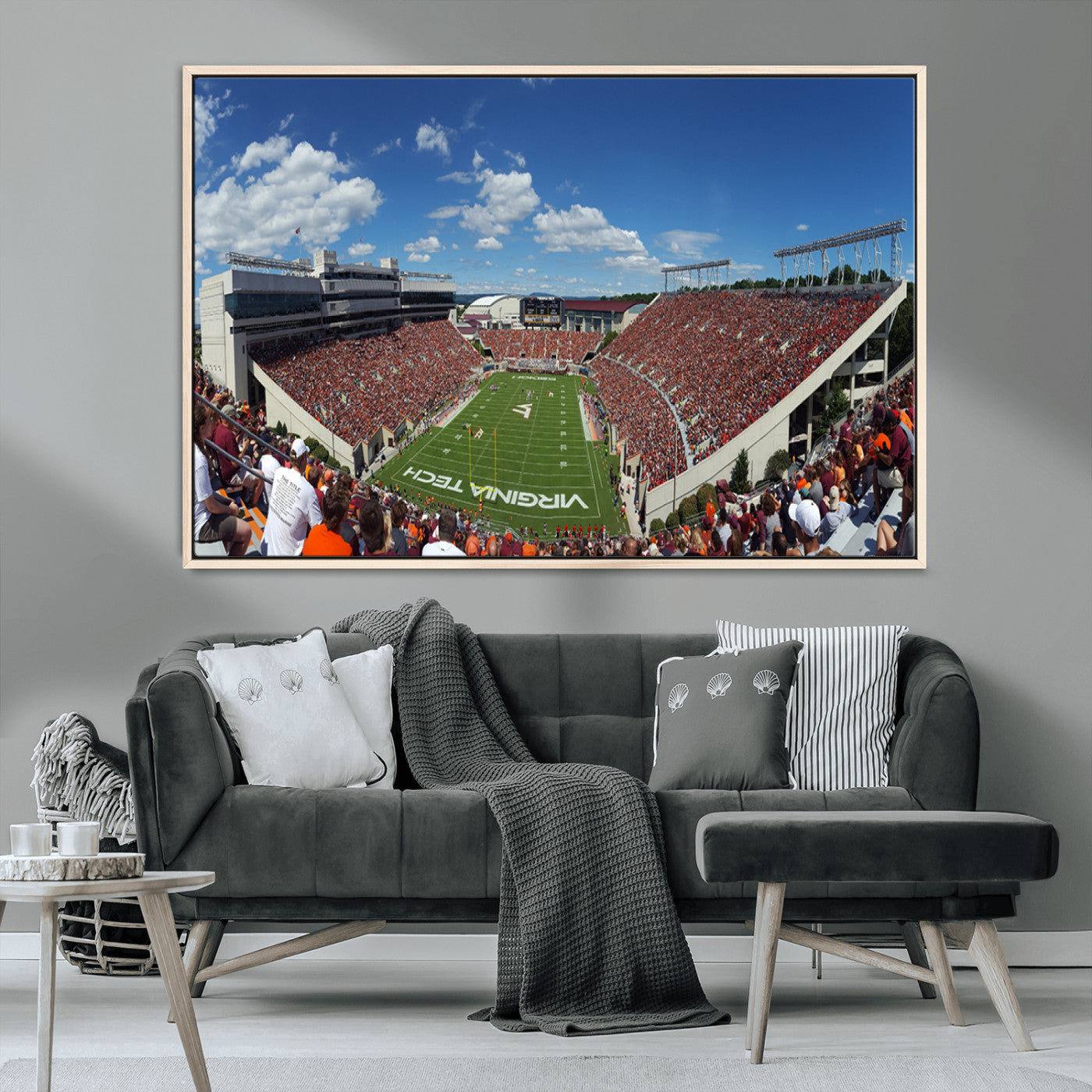 MGV-FC-36X24 - Virginia Tech Hokies Football Team Print - Blacksburg Lane Stadium Wall Art Canvas Print