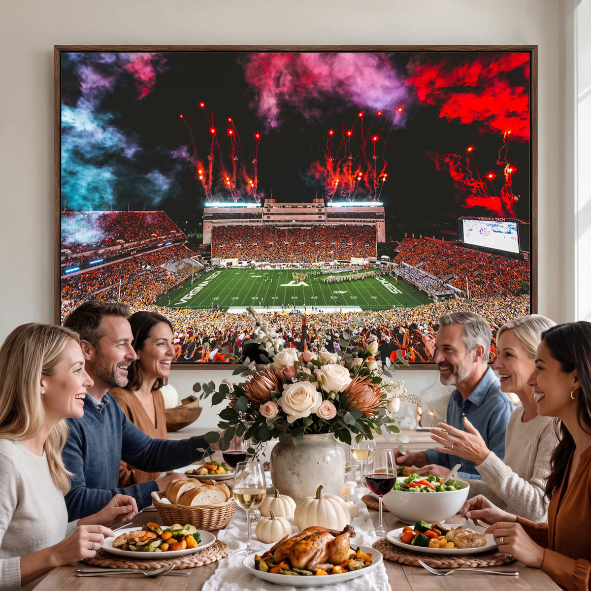 65761-MGV-CV-36X24 - Virginia Tech Hokies Football Team Print - Blacksburg Lane Stadium Wall Art Canvas Print