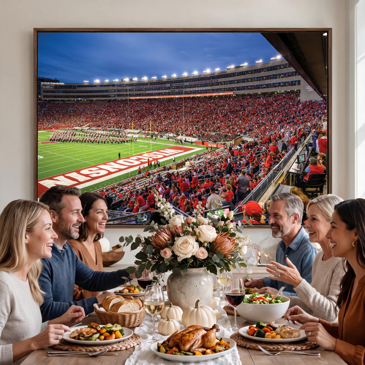 57601-MGV-CV-36X24 - Wisconsin Badgers Football Team Print - Madison Camp Randall Stadium Wall Art, Wisconsin Badgers
