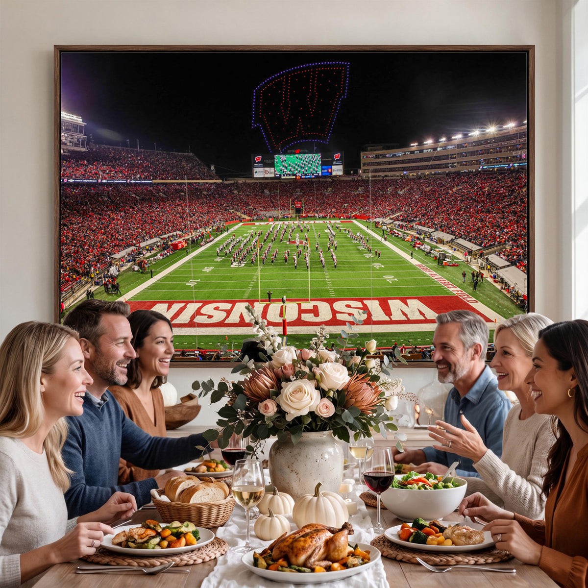 34125-MGV-CV-36X24 - Wisconsin Badgers Football Team Print Canvas- Madison Camp Randall Stadium Wall Art Canvas Print