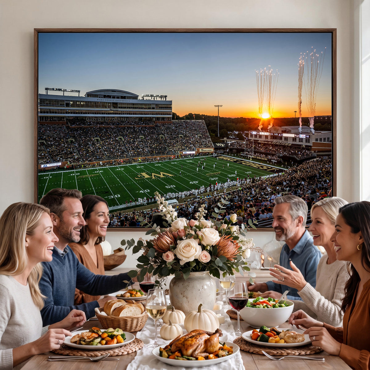29253-MGV-CV-36X24 - Demon Deacons Football Team Print Canvas- Winston-Salem Allegacy Federal Credit Union Stadium Wall