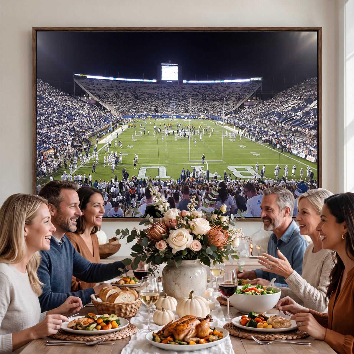 65036-MGV-CV-36X24 - Brigham Young University Cougars Football Print Canvas - Provo LaVell Edwards Stadium Wall Art