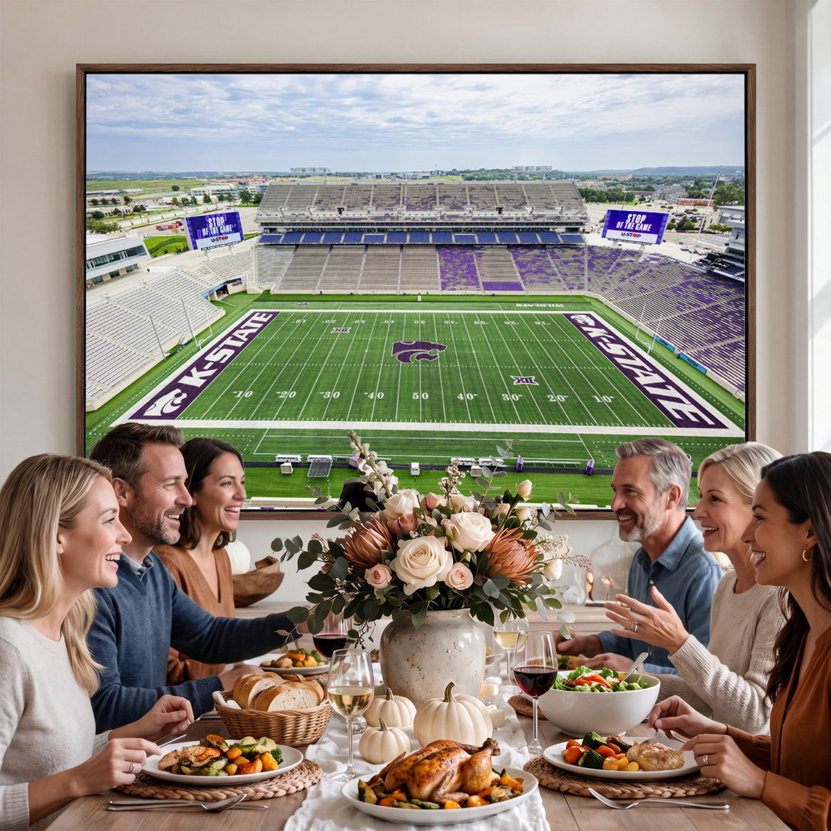 29452-MGV-CV-36X24 - KState Wildcats Football Team Print - Manhattan Bill Snyder Family Football Stadium Wall Art Canvas