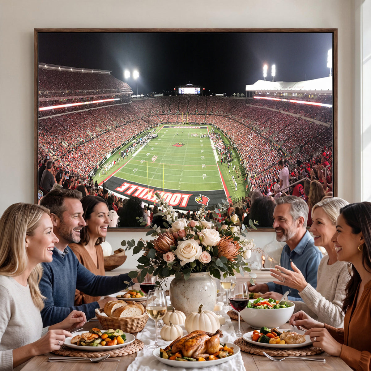 52267-MGV-CV-36X24 - University of Louisville Cardinals Football Team Print - Louisville Cardinal Stadium Wall Art Canvas