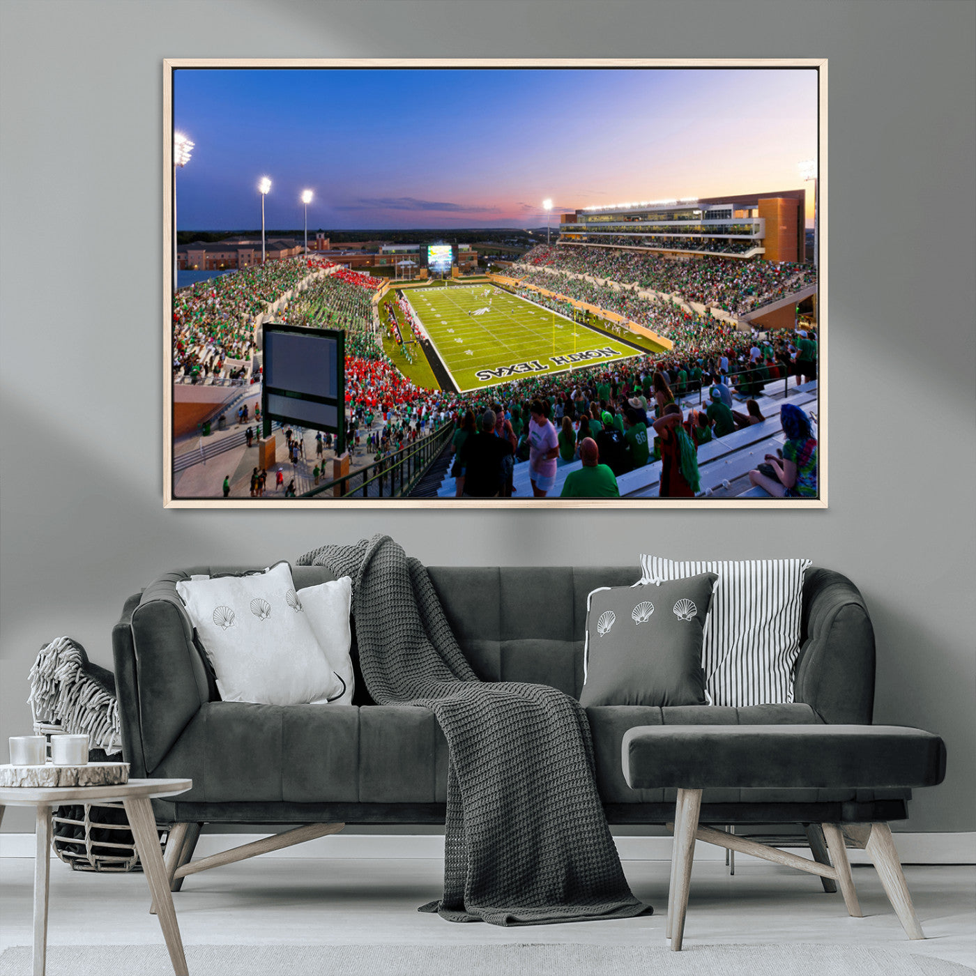 MGV-FC-36X24 - University of North Texas Mean Green Football Team Print - Denton DATCU Stadium Wall Art Canvas