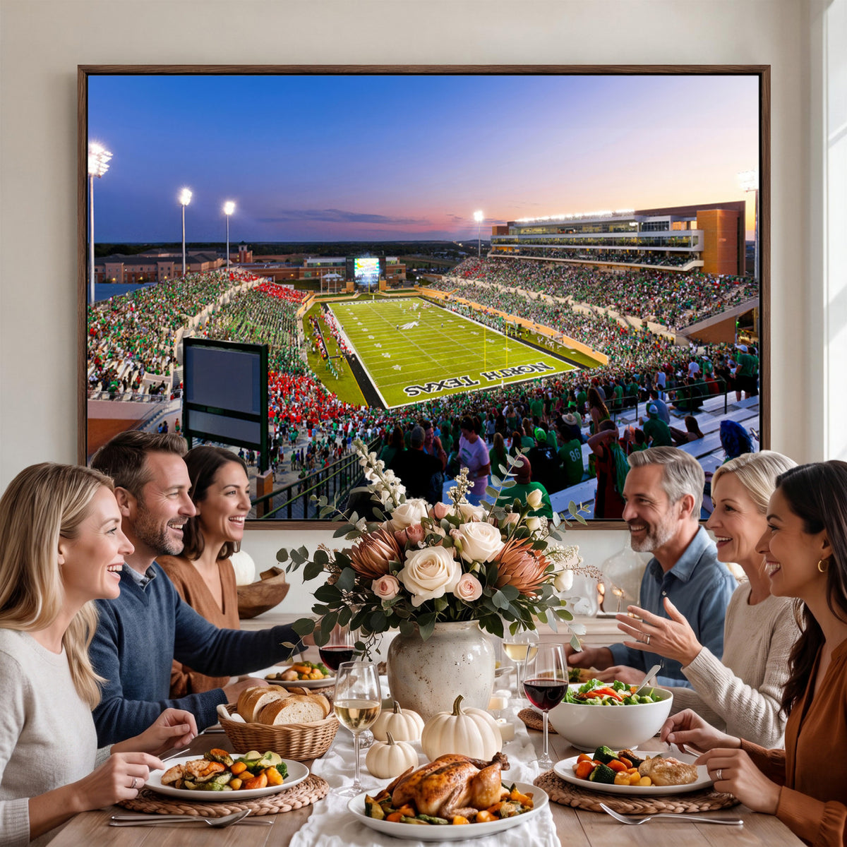 81582-MGV-CV-36X24 - University of North Texas Mean Green Football Team Print - Denton DATCU Stadium Wall Art Canvas