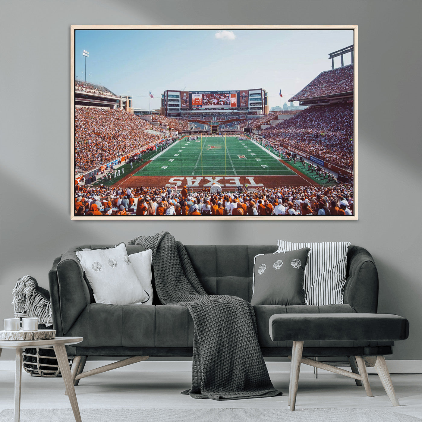 MGV-FC-36X24 - Framed Texas Memorial Stadium Canvas, University of Texas Longhorns Football Team Print - Austin
