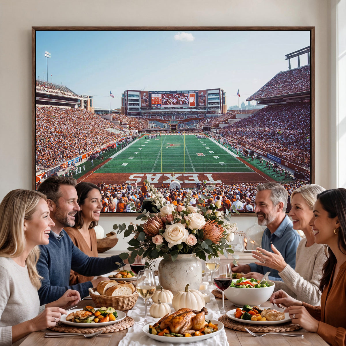 14826-MGV-CV-36X24 - Framed Texas Memorial Stadium Canvas, University of Texas Longhorns Football Team Print - Austin
