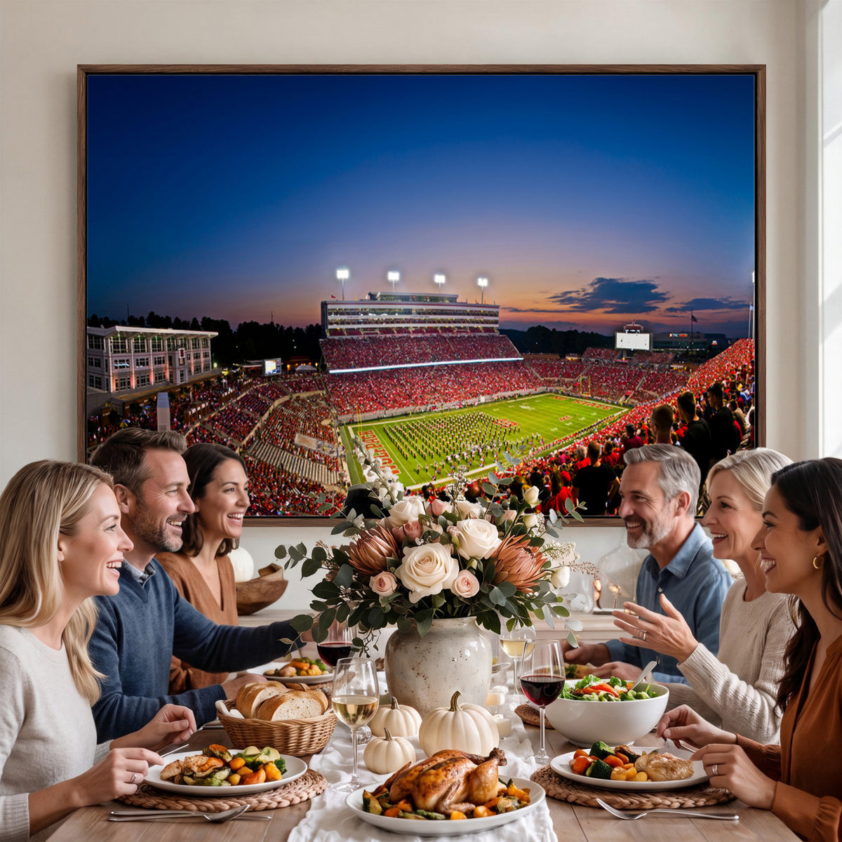 76202-MGV-CV-36X24 - Wolfpack Football Team Wall Art Print - Raleigh Carter-Finley Stadium Wall Art Canvas Print