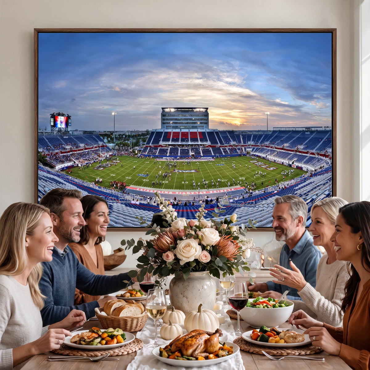 69559-MGV-CV-36X24 - Florida Atlantic University Owls Football Team Print - Boca Raton FAU Stadium Wall Art Canvas Print