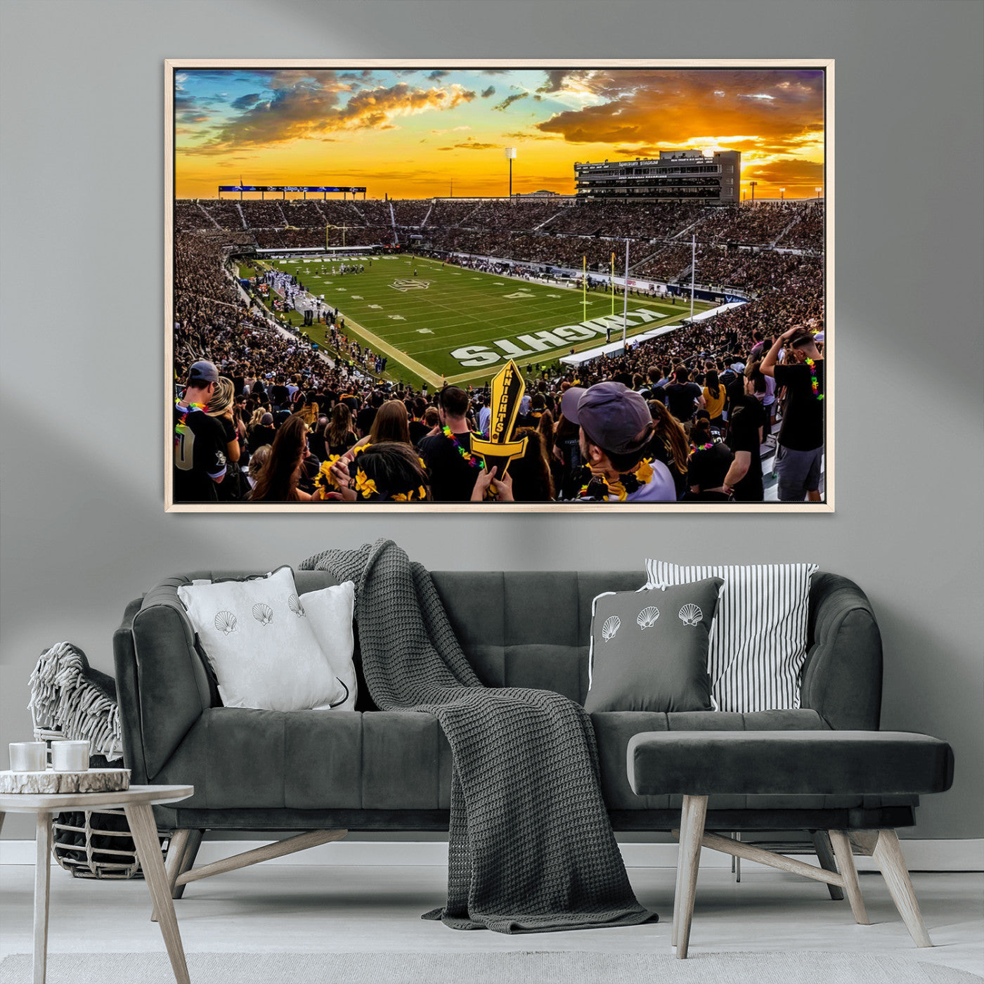 MGV-FC-36X24 - UCF Knights Football Team Print - Orlando FBC Mortgage Stadium, UCF Knights Wall Art Canvas Print