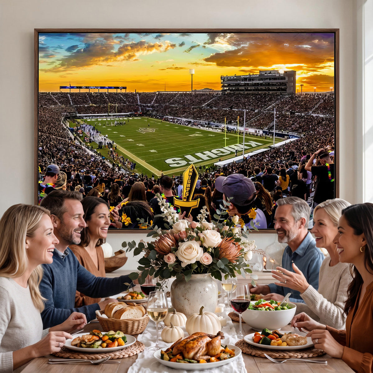 66803-MGV-CV-36X24 - UCF Knights Football Team Print - Orlando FBC Mortgage Stadium, UCF Knights Wall Art Canvas Print