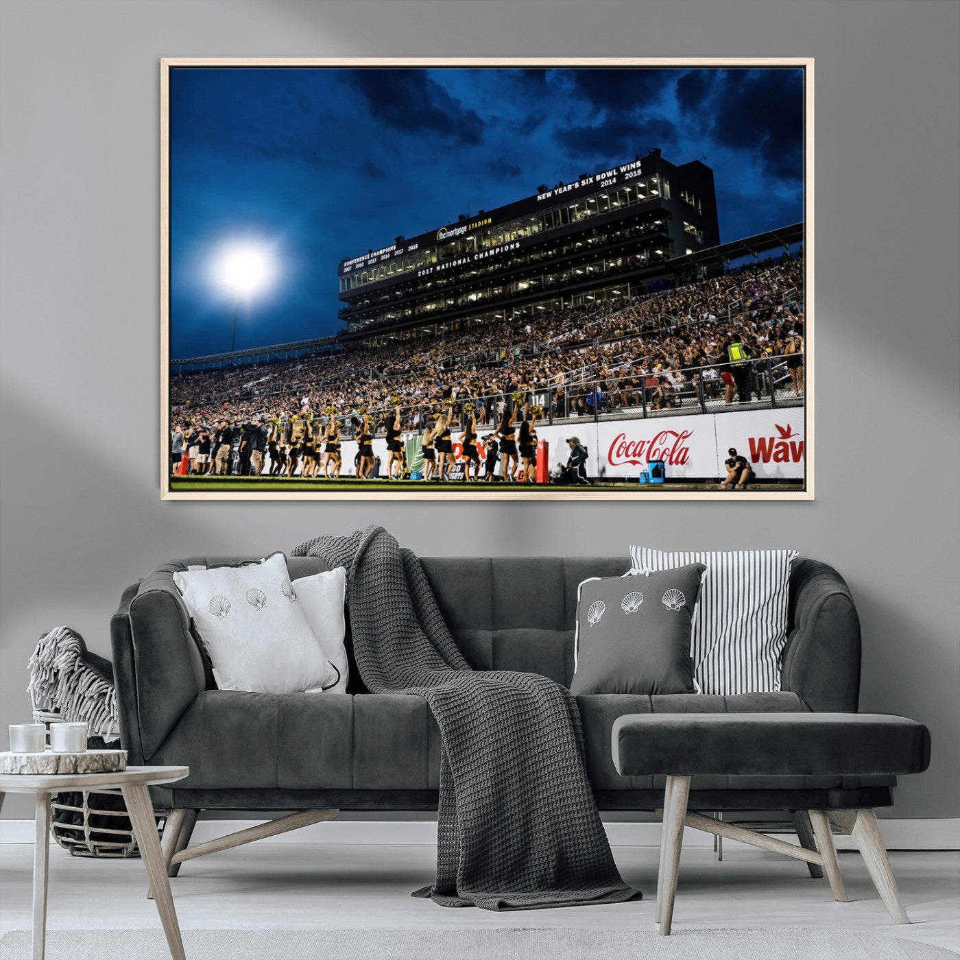 MGV-FC-36X24 - UCF Knights Football Team Print - Orlando FBC Mortgage Stadium Wall Art Canvas Print