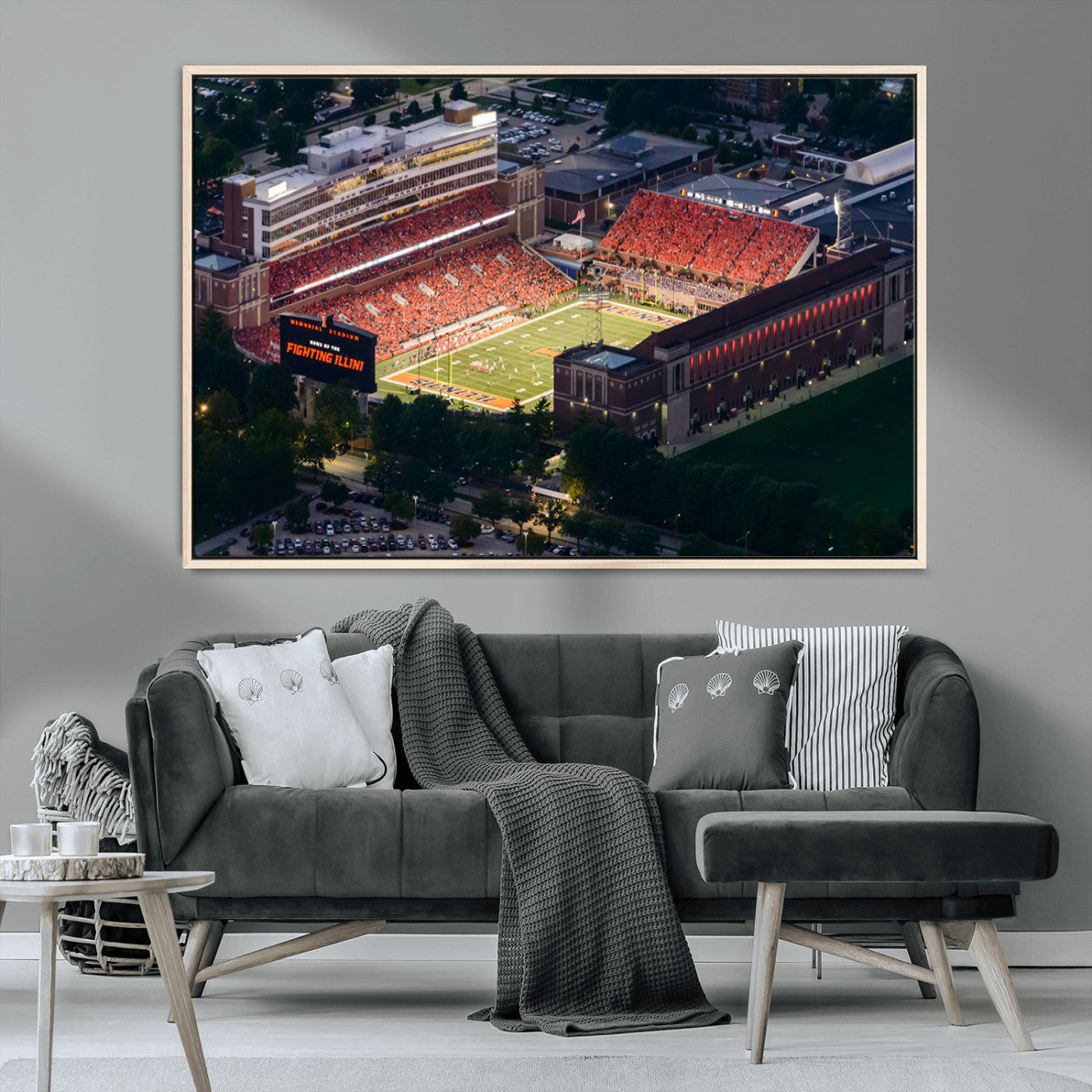 MGV-FC-36X24 - University of Illinois Fighting Illini Football Team Print - Champaign Illinois Memorial Stadium