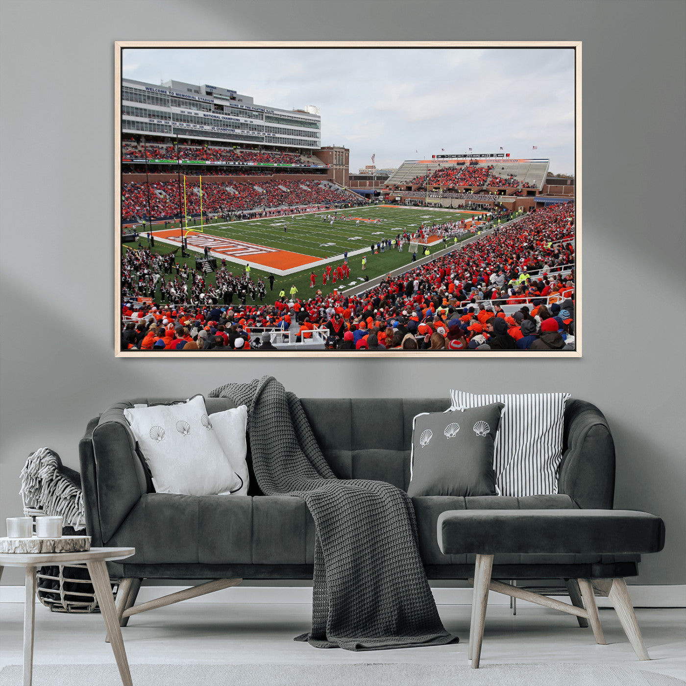 MGV-FC-36X24 - University of Illinois Fighting Illini Football Team Print - Champaign Illinois Memorial Stadium