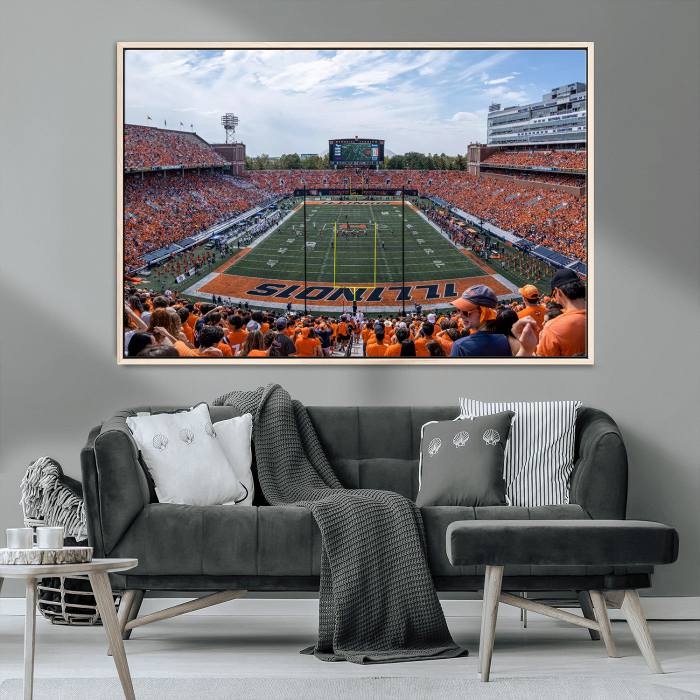 MGV-FC-36X24 - University of Illinois Fighting Illini Football Team Print Canvas - Champaign Illinois Memorial