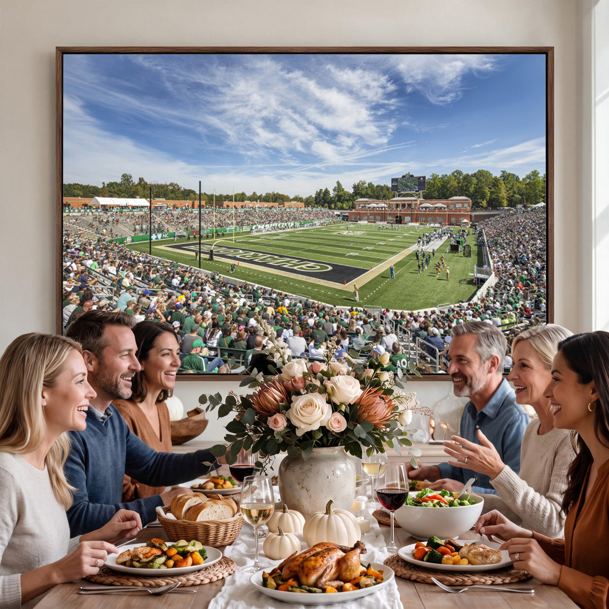 67799-MGV-CV-36X24 - University of Charlotte 49ers Football Team Print - Charlotte Jerry Richardson Stadium Canvas Print