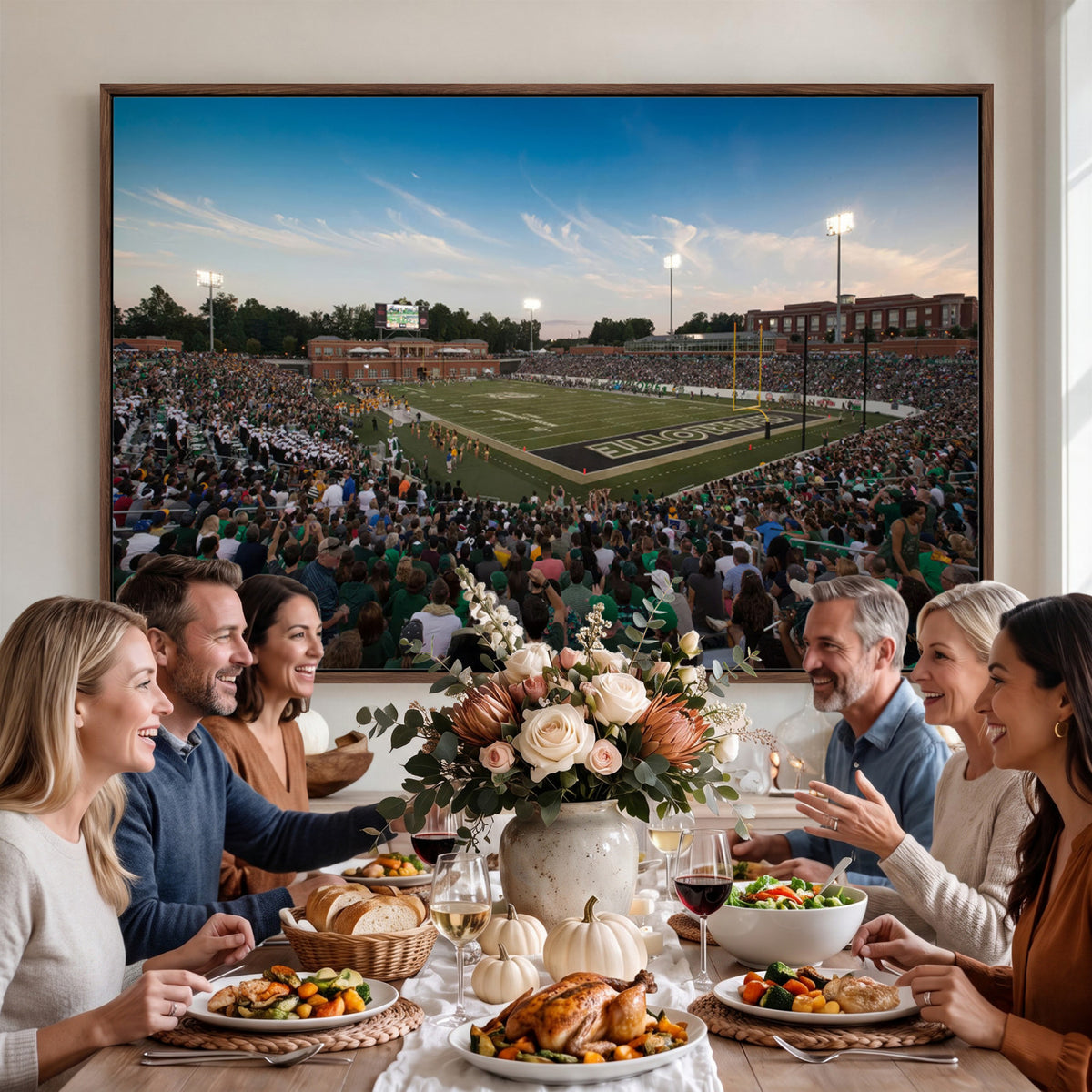 12290-MGV-CV-36X24 - University of Charlotte 49ers Football Team Print - Charlotte Jerry Richardson Stadium Wall Art