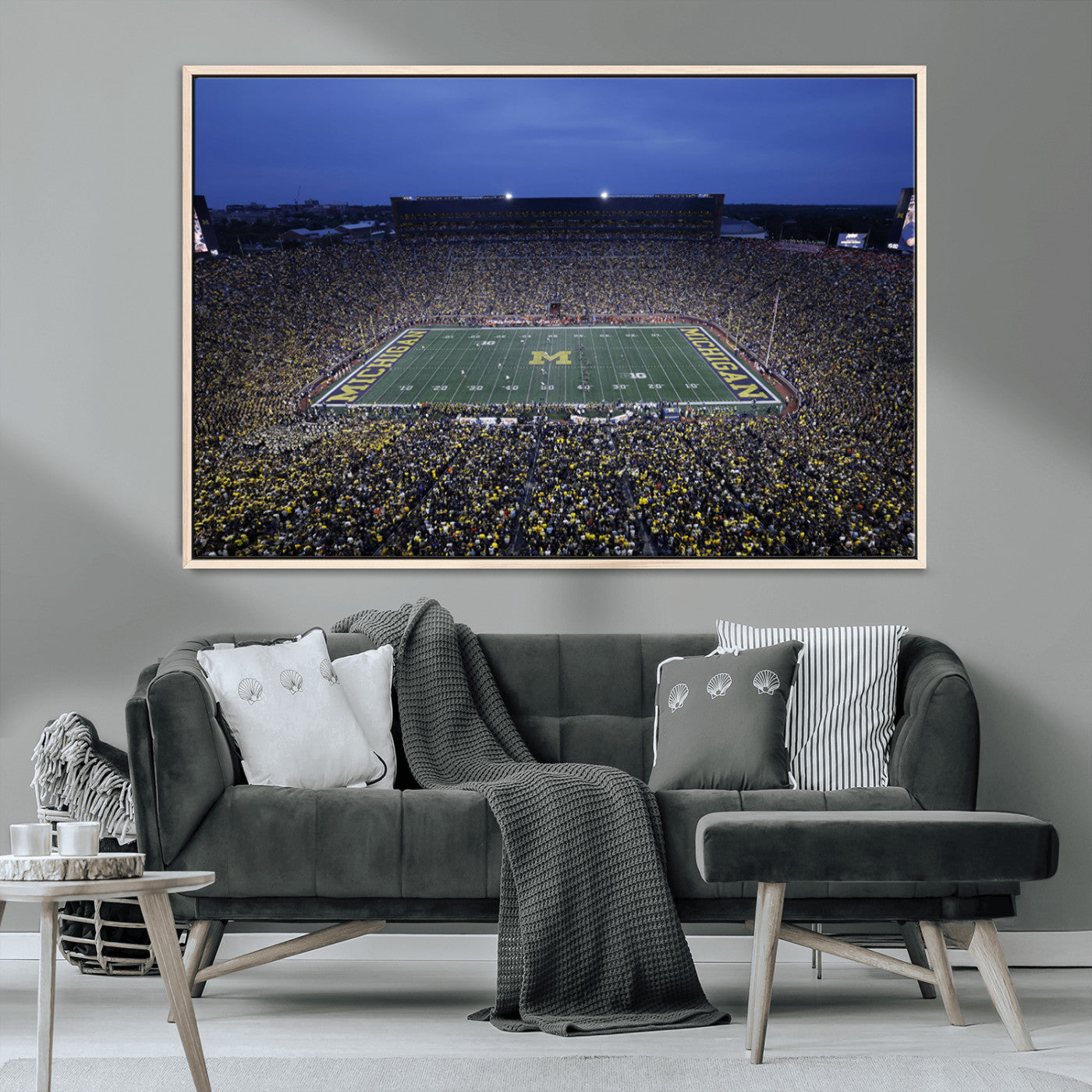 MGV-FC-36X24 - University of Michigan Wolverines Football Team Print - Ann Arbor Michigan Stadium Wall Art Canvas