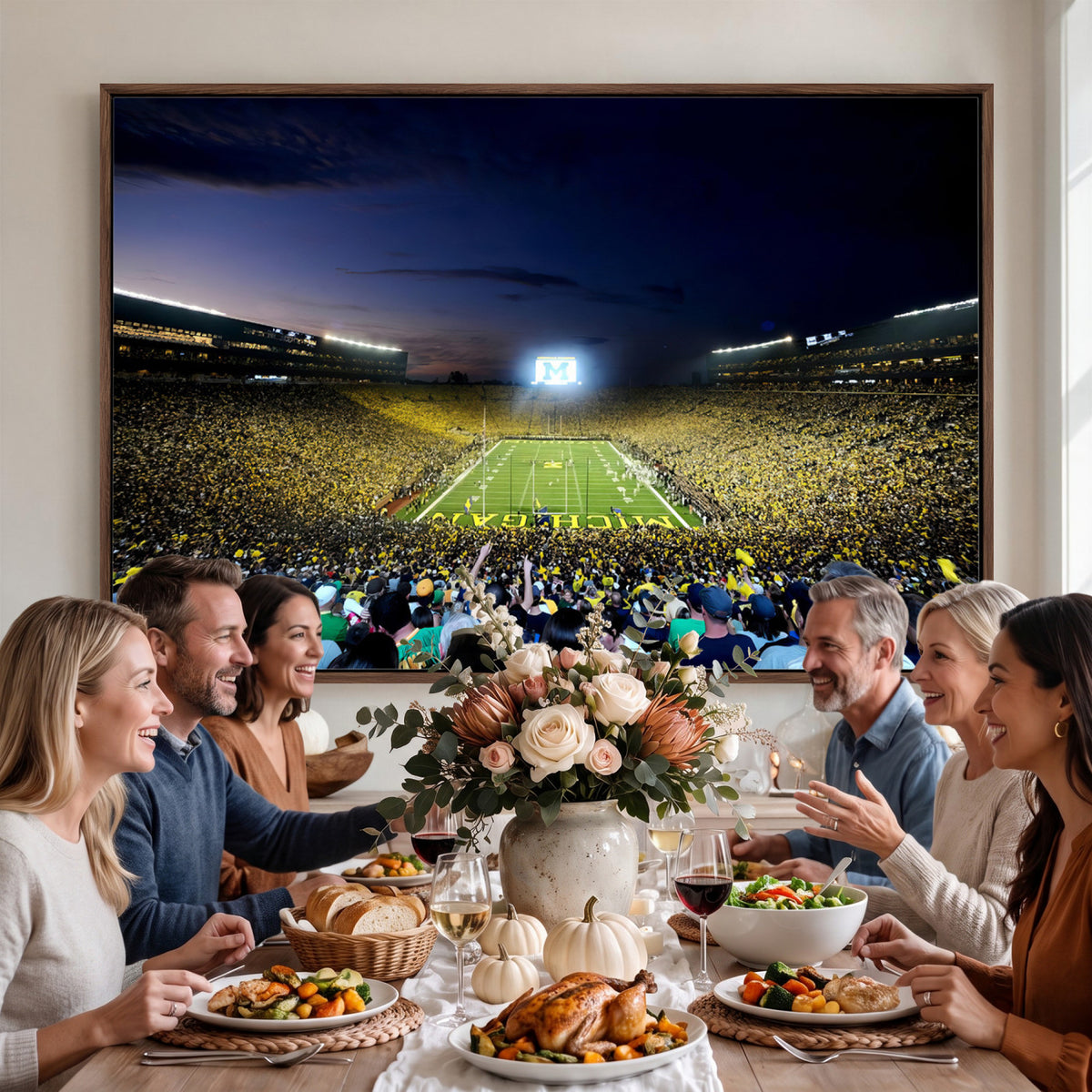 22115-MGV-CV-36X24 - University of Michigan Wolverines Football Team Print - Ann Arbor Michigan Stadium Canvas Print