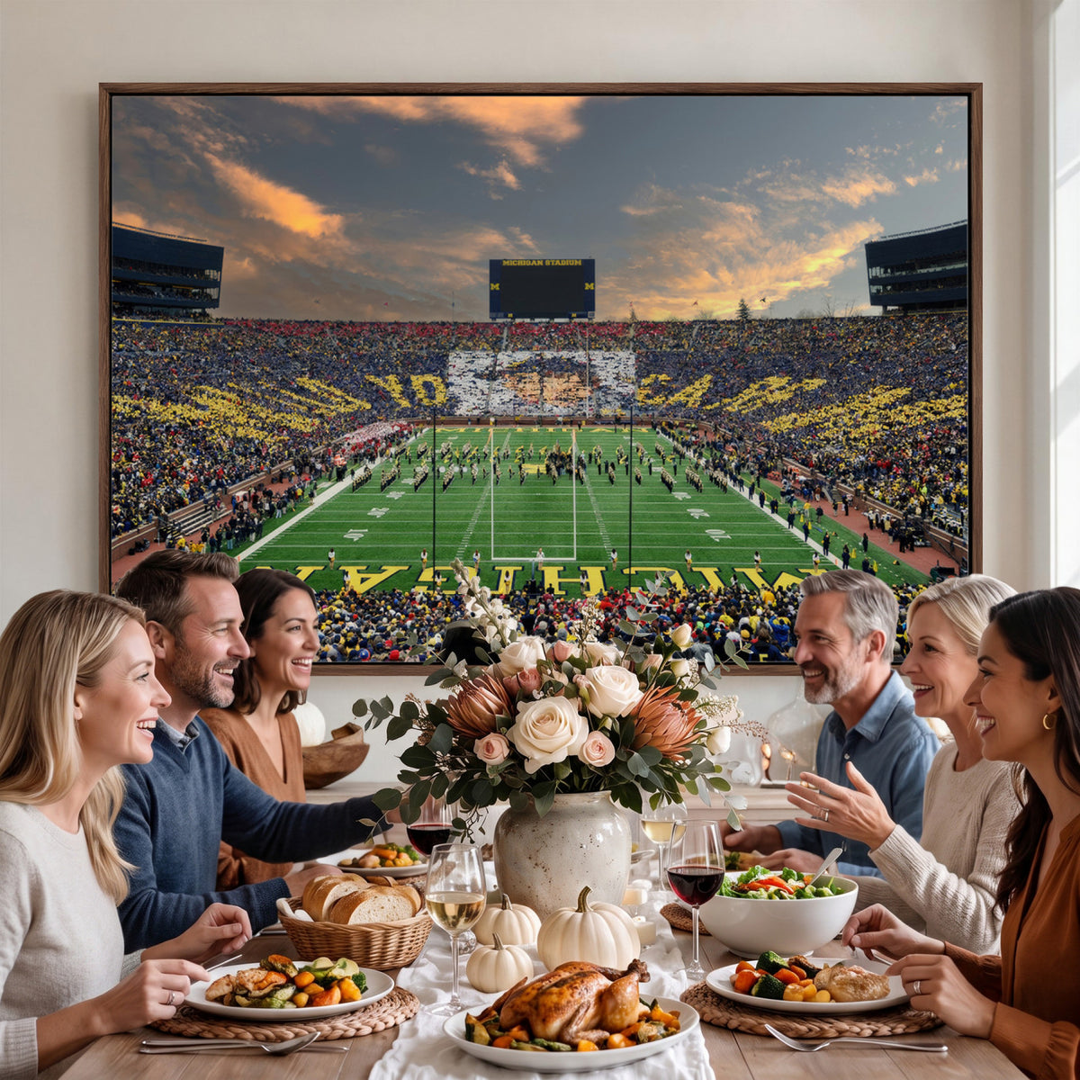 81843-MGV-CV-36X24 - University of Michigan Wolverines Print Canvas, Football Team Print - Ann Arbor Michigan Stadium